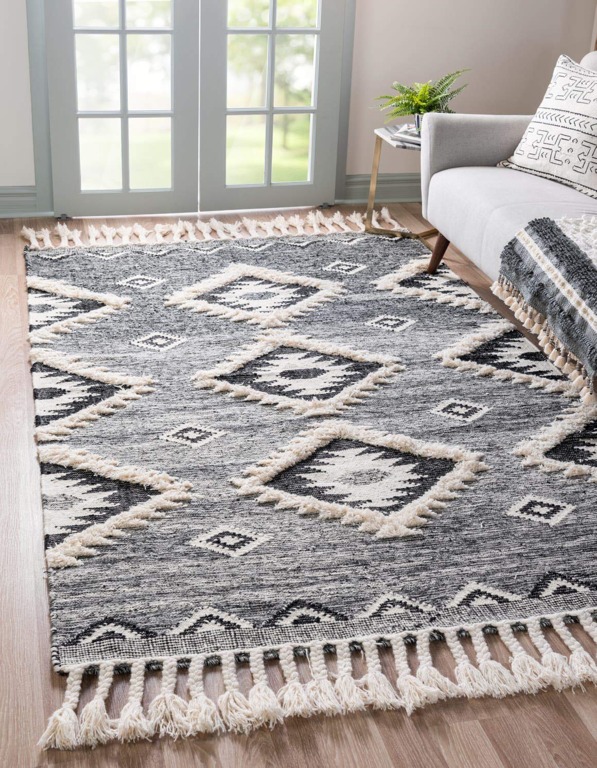 Unique Loom Mesa Collection Area Rug - Papago (9' x 12' 2" Rectangle, Charcoal/ Gray)