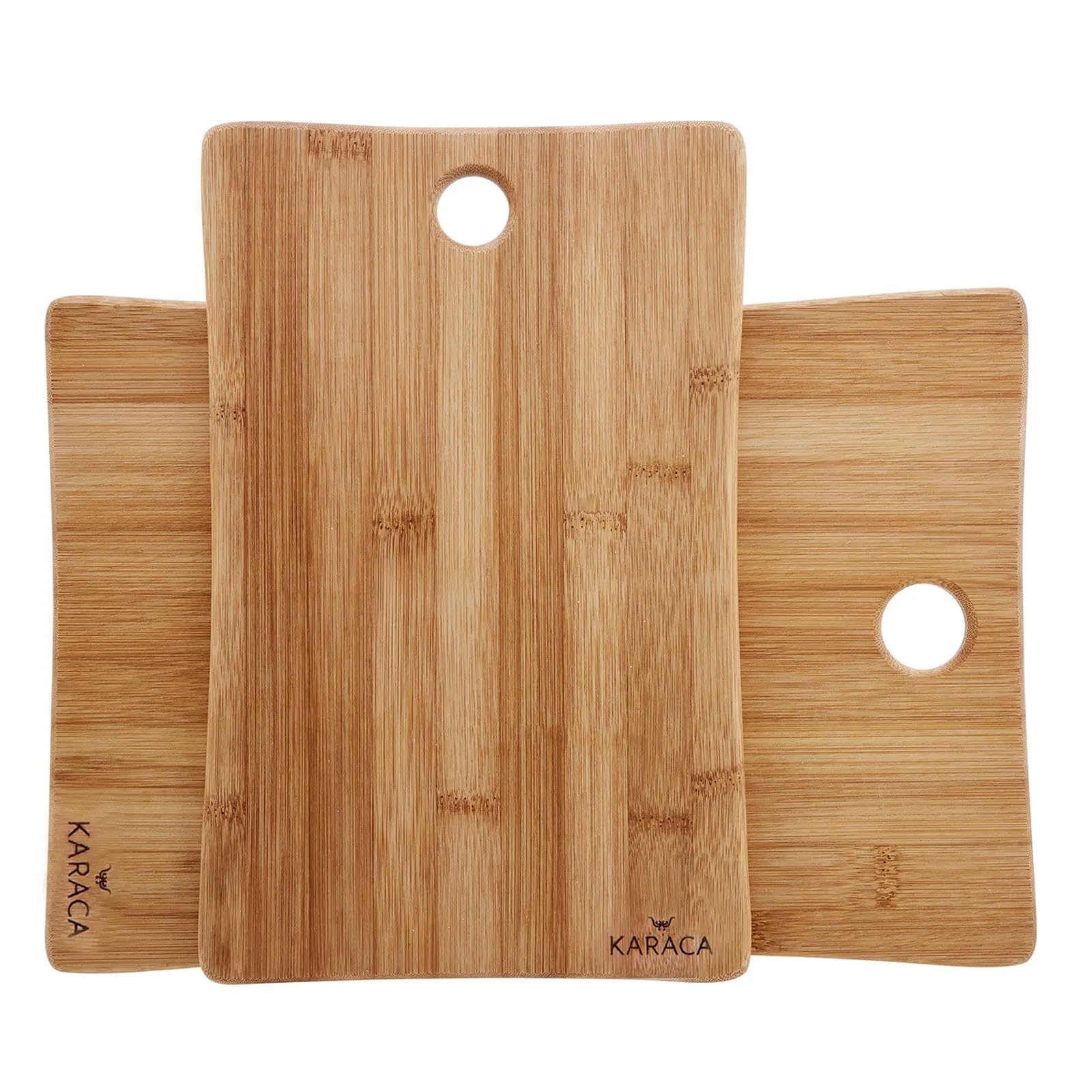 Karaca Bamboo Chopping Board Set - 2-Piece Wooden Cutting Board Set for Kitchen