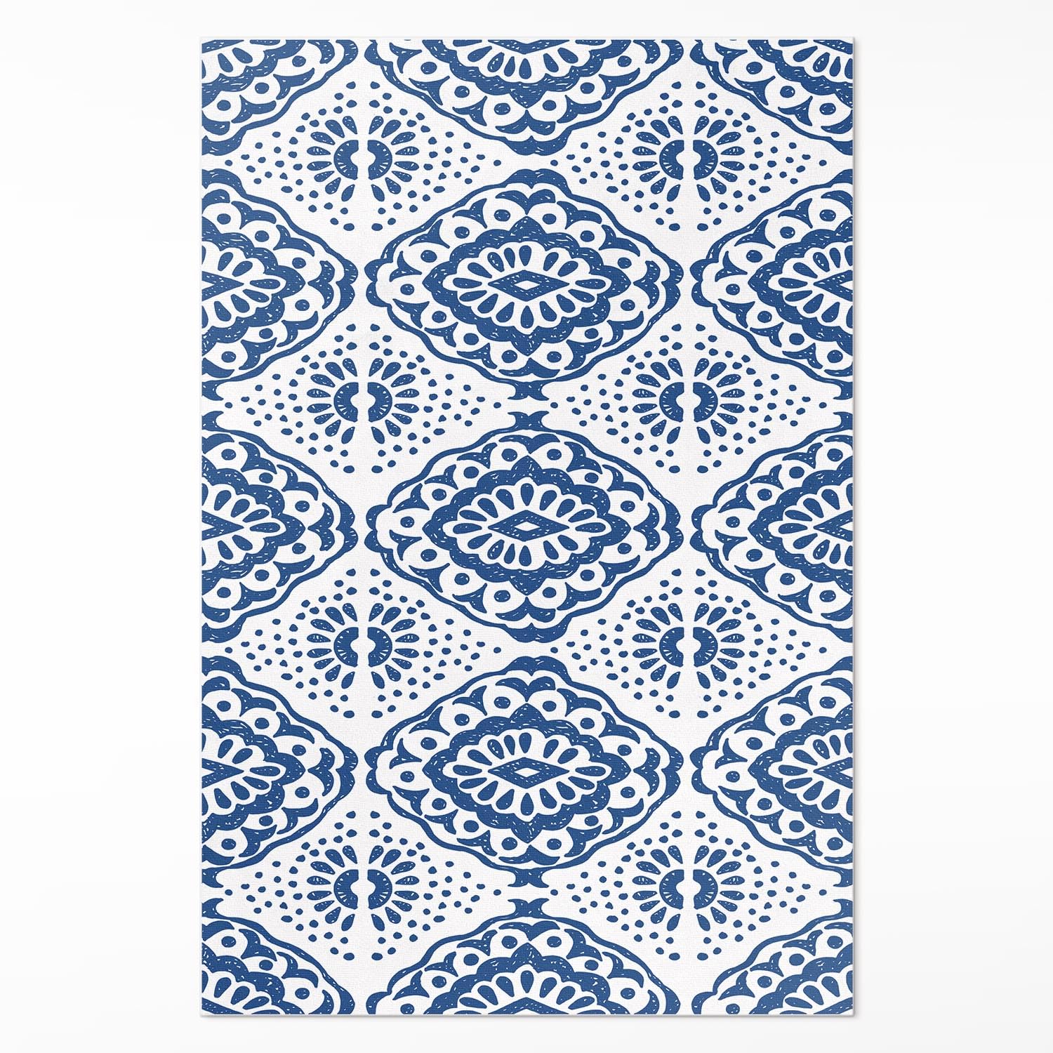 Tapis en vinyle 80x120 cm rectangle bleu Floorart pour cuisine et salon