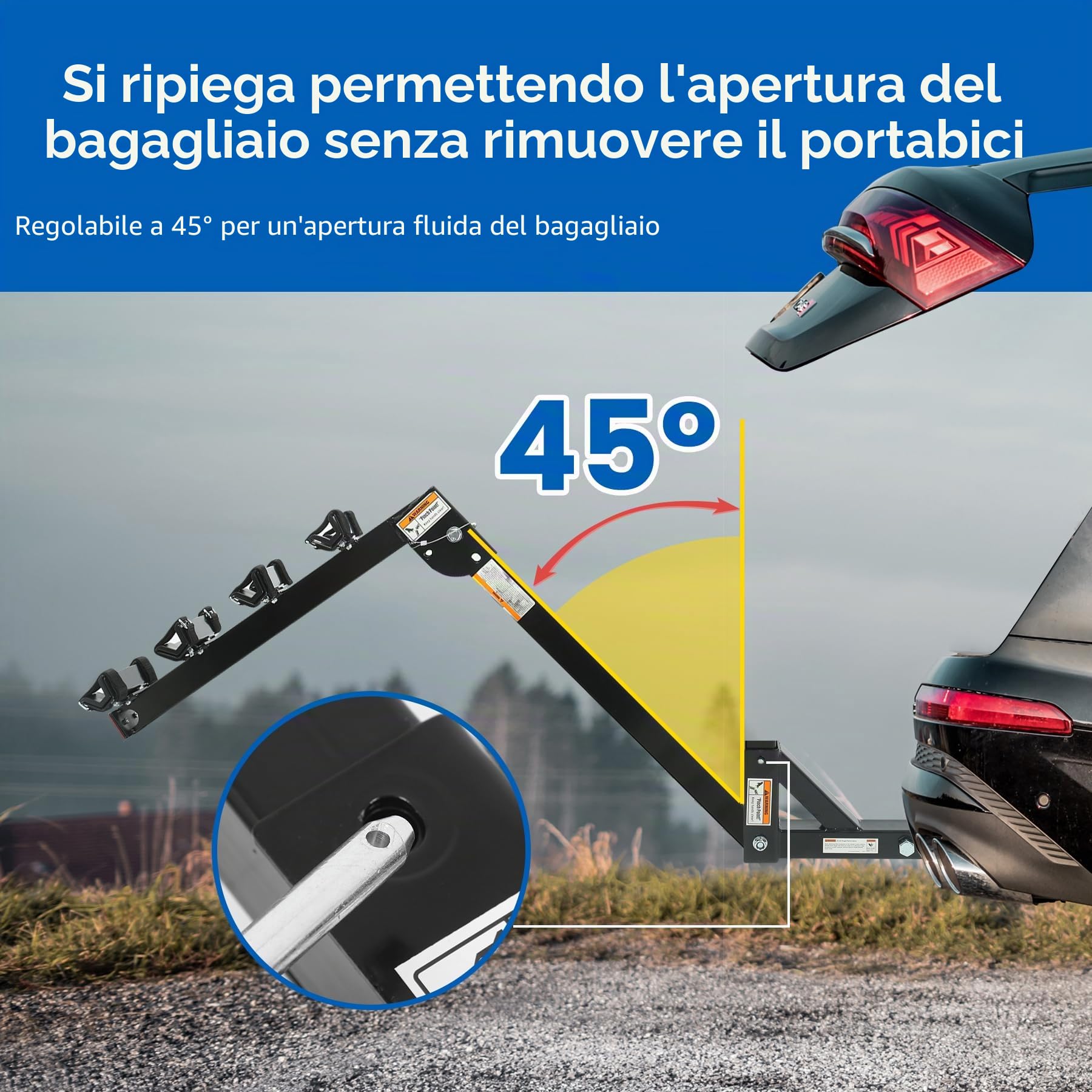 MAXXHAUL 70210 Hitch Mount Portabici 4 Bici, Nero, per Auto, Camion, SUV Minivan, Grande