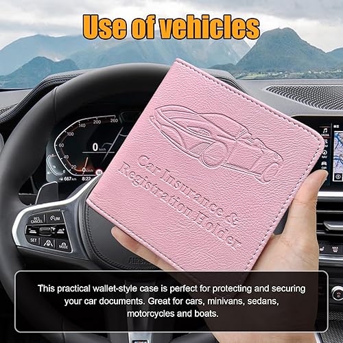 Miniatura 5 de Kewucn Soporte para tarjetas de registro y seguro de automóvil, organizador de guanteras de cuero de alta calidad, cierre magnético, soporte para