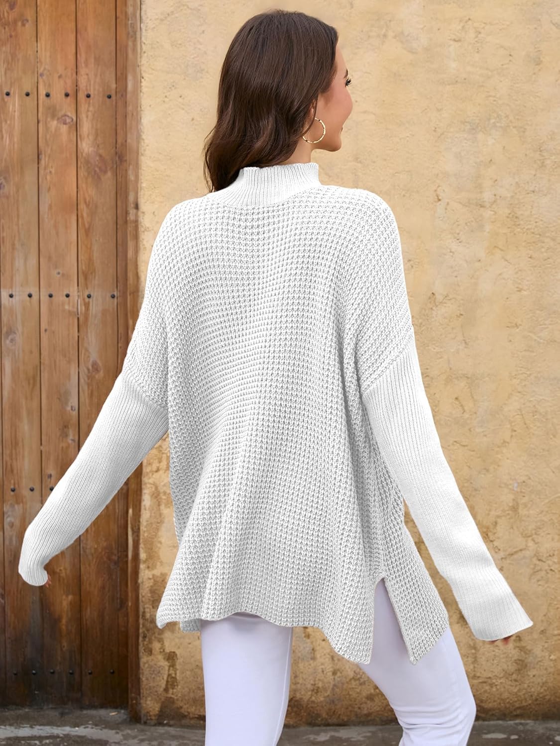 Womens Loose Sweater Oversized Turtleneck Long Batwing Sleeve Casual Winter Trendy Tops - Image 5