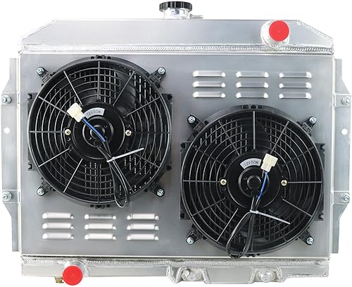 Cubauto Radiador de 3 filas compatible con AMC RamblerJavelin AMXSSTDPL V8 1959 1960 1965 1967 1969 1970 1972 Radiador de aluminio+ ventilador (12