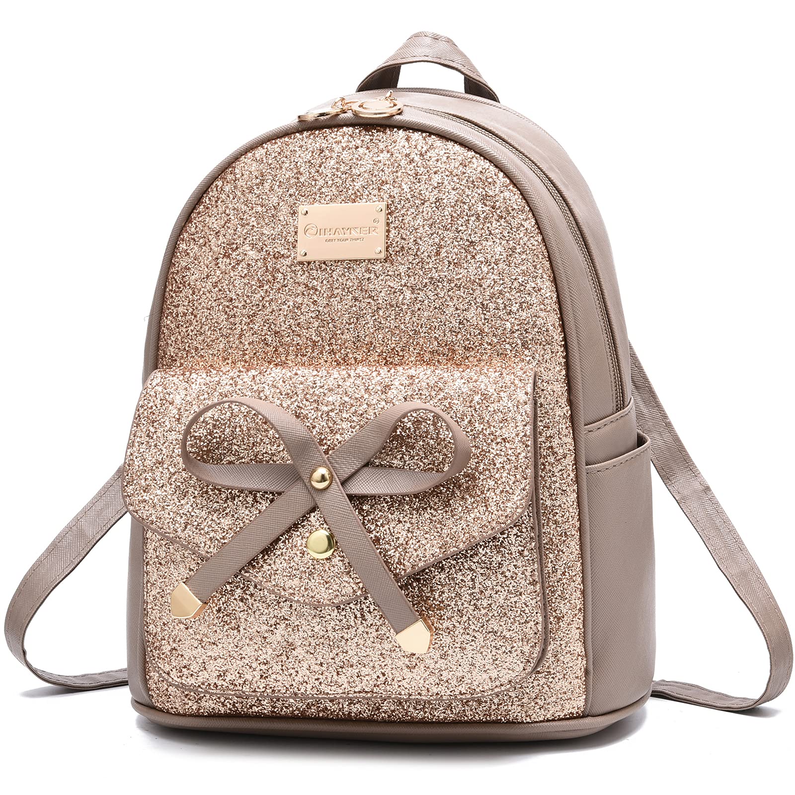 I IHAYNER Girls Bowknot Cute Leather Backpack Mini Backpack Purse for Women