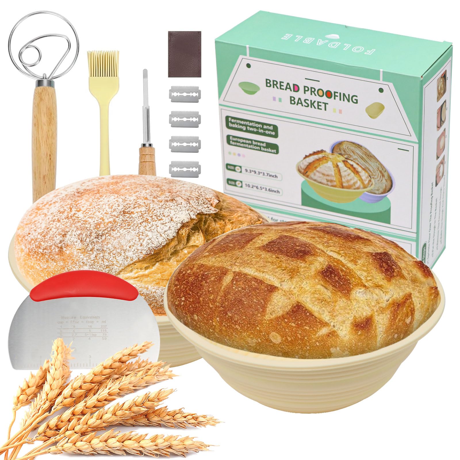 NIXRETSilicone Bread Rising Basket, Oval and Round Thickened Basket Set for Bread Baking Baking Supplies Tools,orbicular