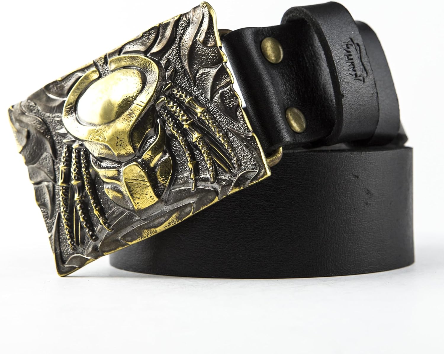 Predator solid brass belt buckle, extraterrestrial monster trophy Hunter, The Yautja monster handmade brass belt buckle for a belt