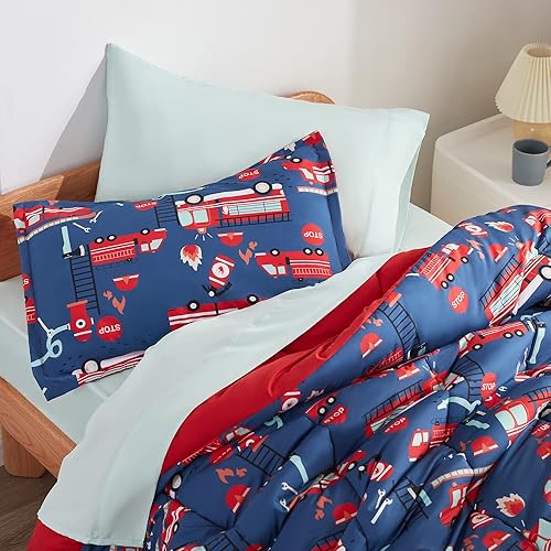 Miniatura 6 de SLEEP ZONE Juego de edredón para niños tamaño matrimonialqueen, juego de edredón de 3 piezas estampado súper suave y lindo para todas las