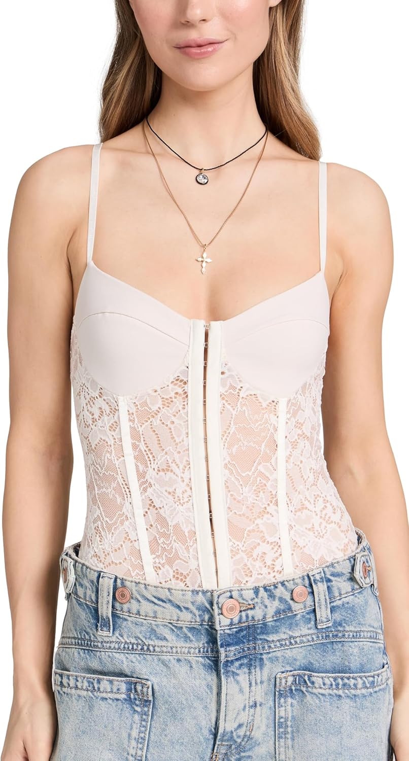 Free People Women's Lace Night Rhythm Thong Bodysuit