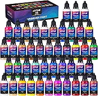 Tinta para aerógrafo, ARTME 42 cores com 3 cores mais finas, prontas para pulverizar, opacas e à base de água, conjunto de tintas acrílicas para aerógrafo, incluindo cores metálicas e neon, tintas de