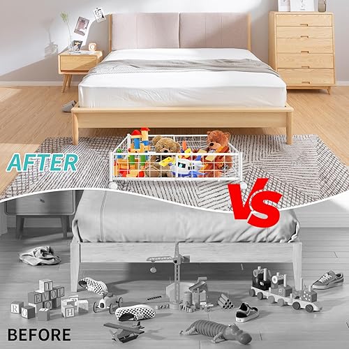 Miniatura 4 de Almacenamiento debajo de la cama con ruedas, contenedores de almacenamiento de metal plegables que ahorran espacio debajo de la cama, cajón debajo