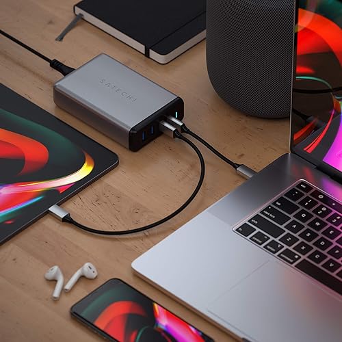 Miniatura 6 de Satechi Estación de carga de escritorio Pro USB C PD de 108 W, 2 puertos USBC PD y 2 puertos USB A, compatible con MacBook Pro 2020/2019, MacBook