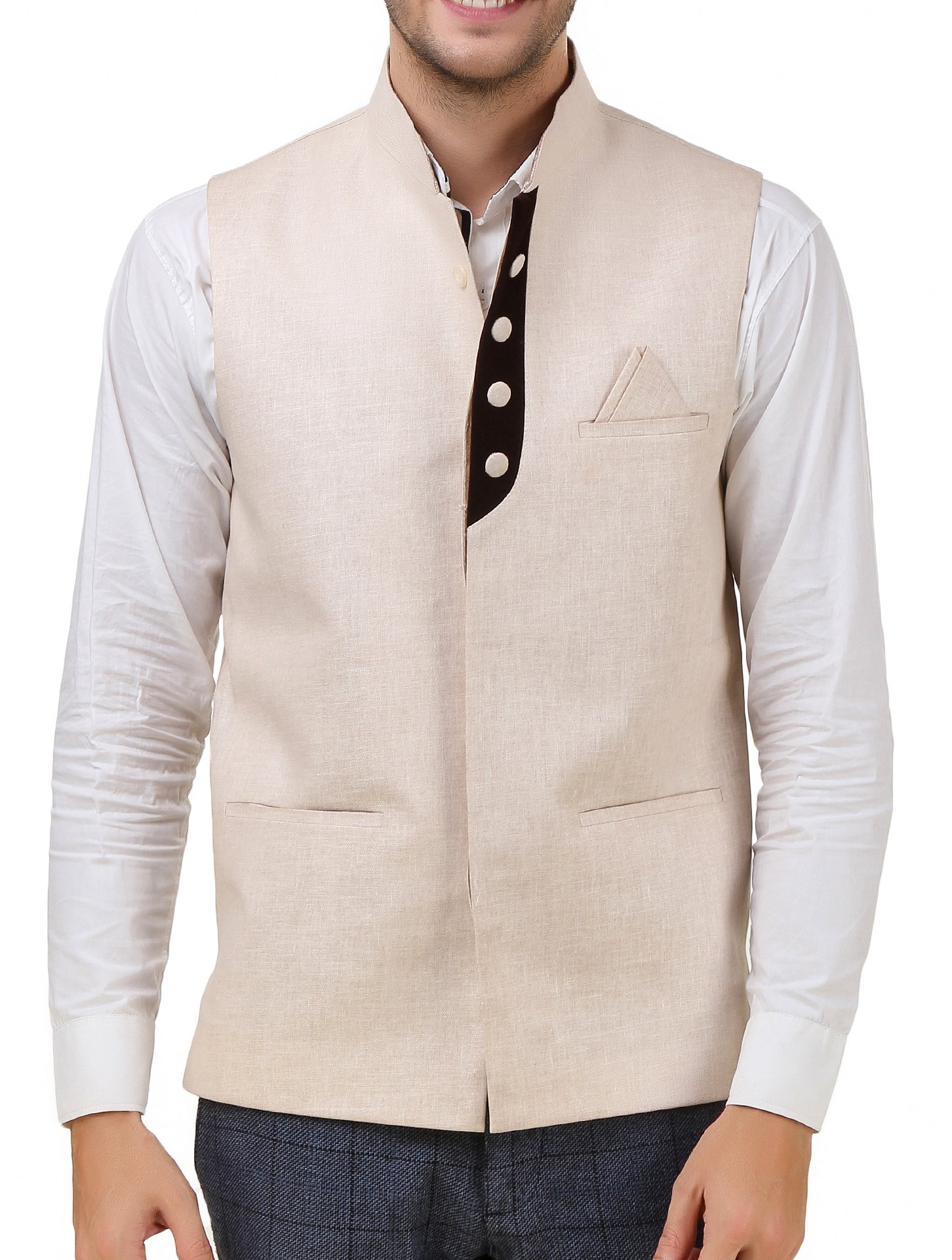 men in class Designer Cotton Slevesless Men's Waistcoat Nehru Jacket Style 2 Colours for Party Weeding or Formal Wear Printed Mens-picture-28