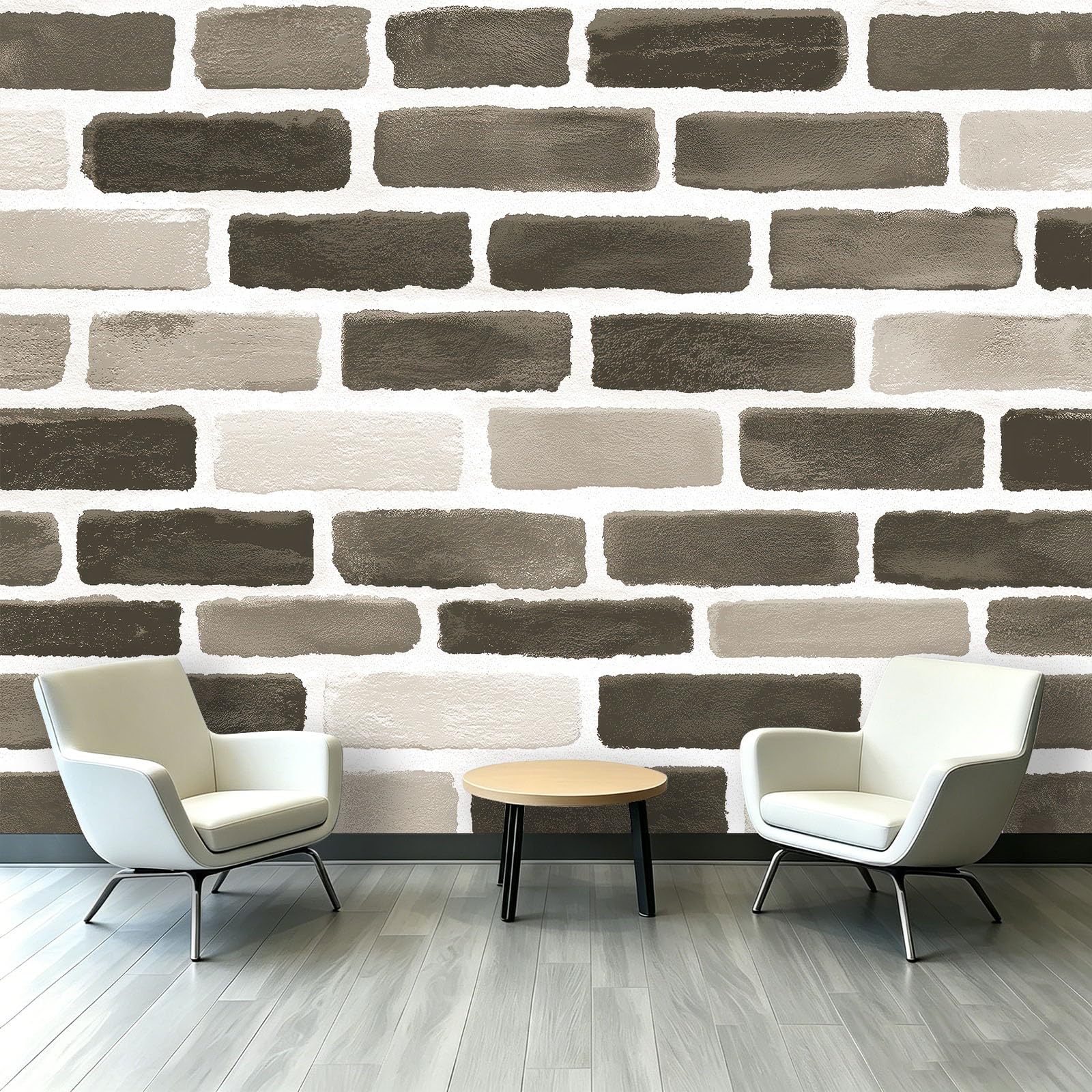 Carta da parati fotografica effetto mattoni, 250 x 175 cm (larghezza x altezza), in tessuto non tessuto, stampa artistica di alta qualità, decorazione da parete, motivo mattoni grigi