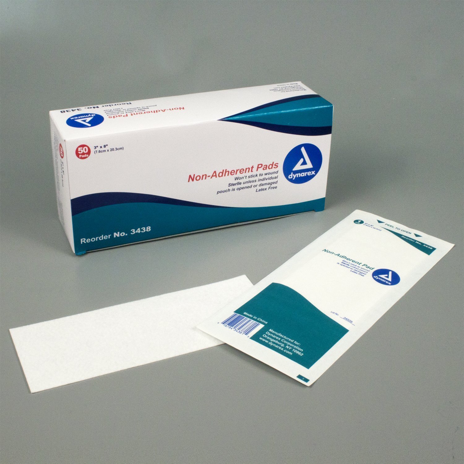 Dynarex DX3438 - Sterile Non-Adherent Pad 3 x 8, 50 pads