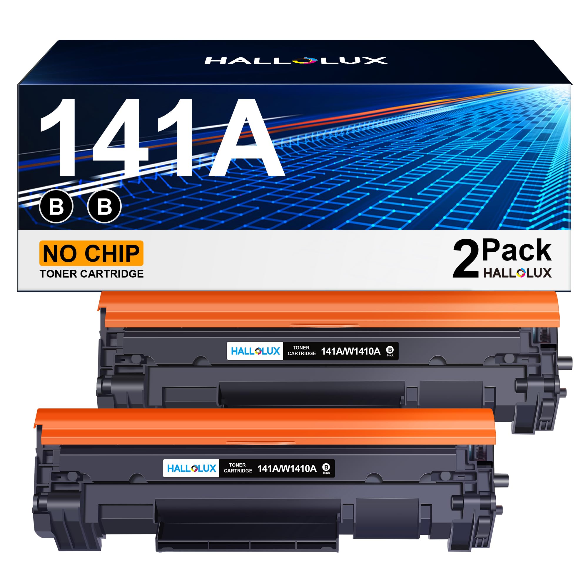 HALLOLUX MFP M110w 141A Toner Cartridge W1410A Compatible Replacement for HP 141A Black LaserJet Toner Cartridge 141X for LaserJet M140w M110w MFP M139w Printer Ink (2 Black, No Chip)