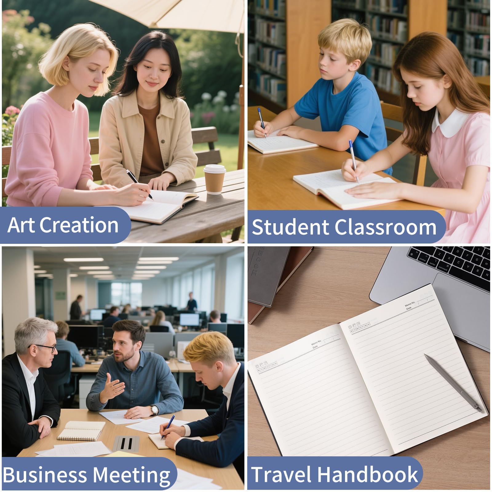 Carnet de notes A4 de 360 pages de papier épais doublé pour homme et femme, couverture souple pour le travail, la prise de notes, parfait pour le bureau, l'école, bleu sarcelle