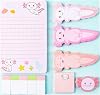 A1DIEE Axolotl Sticky Notes Cute Cartoon Pastel Memo Set Mexican Walking Fish Self Stick Index Sticky Tabs Page Markers Stationary Bookmark Stickers Gifts for Girls Office School Student Supplies