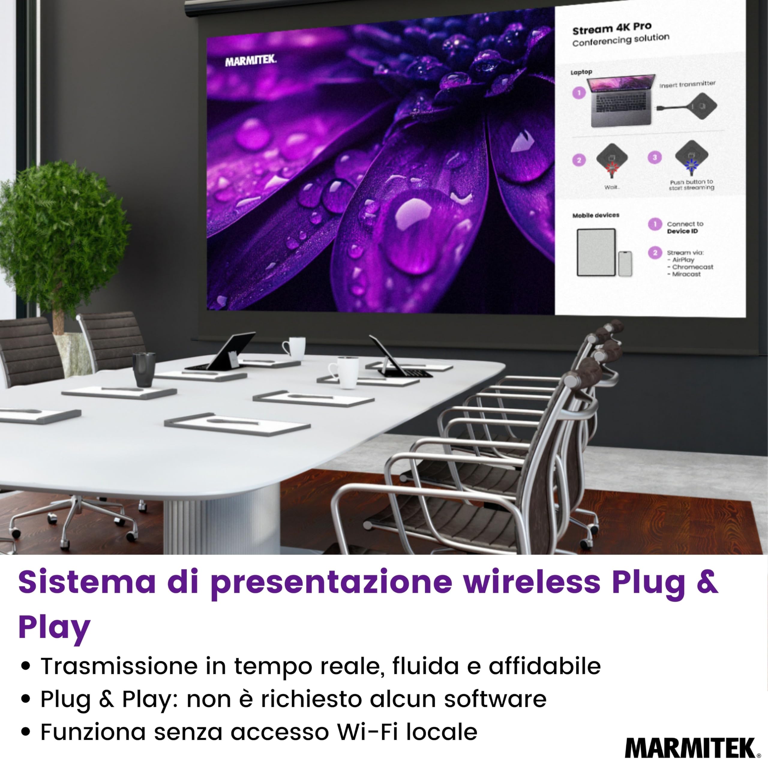 Marmitek Stream 4K Pro KIT 2TX/1RX - Sistema presentazione HDMI 4K wireless
