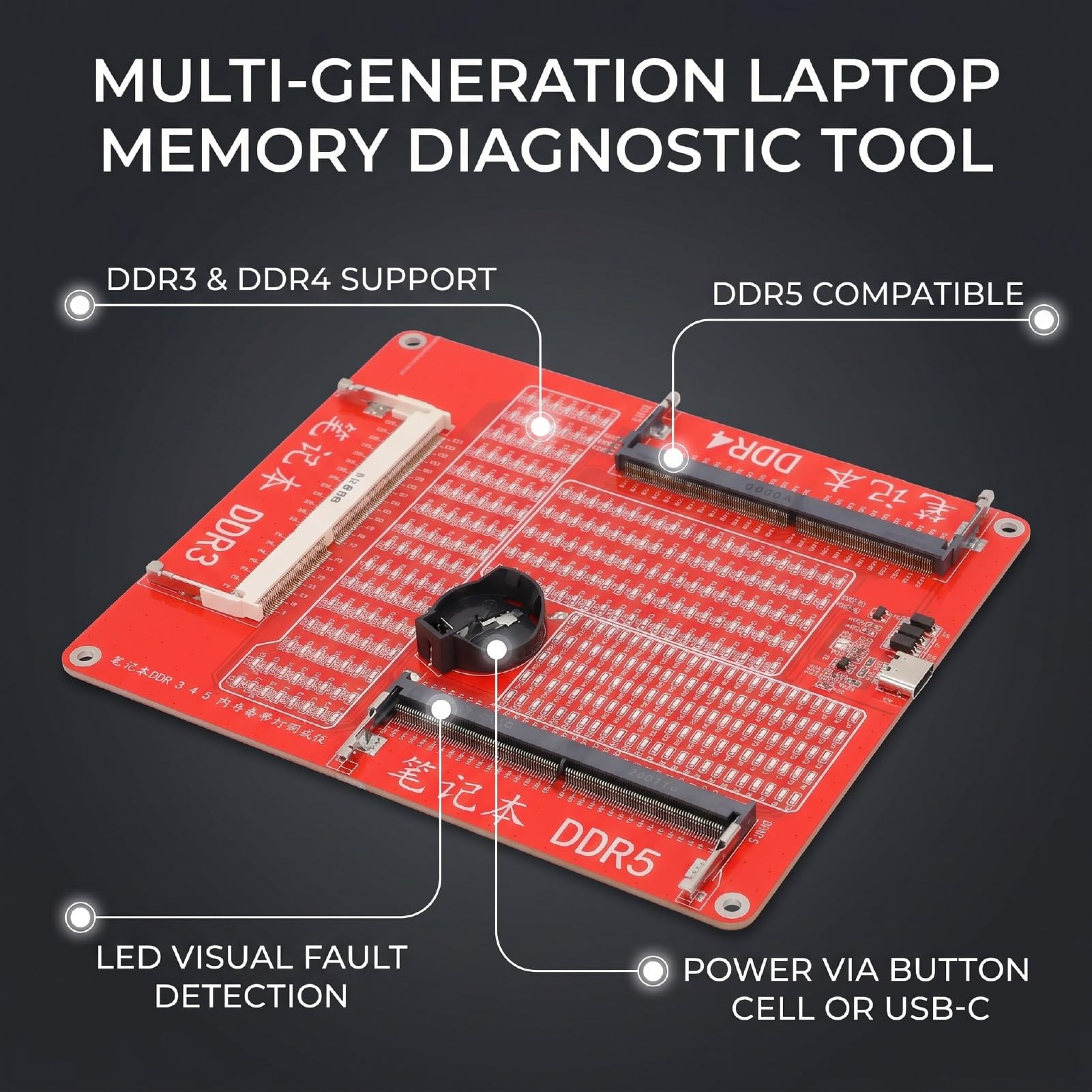 VBESTLIFE RAM Speichertester für Laptop DDR3, DDR4, DDR5