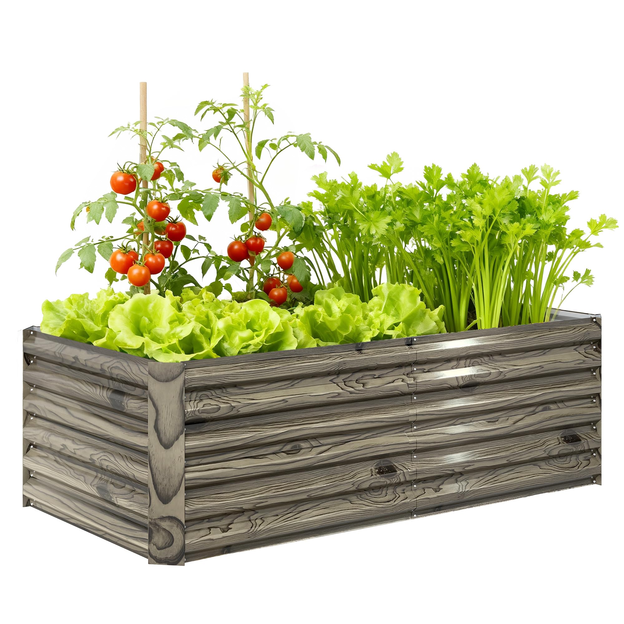 Outsunny Jardinera Exterior Grande Rectangular 180x90x57,5 cm Natural | de Acero Galvanizado, Huerto Urbano para Cultivar Plantas, Macetero con Base Abierta, Resistente a la Intemperie