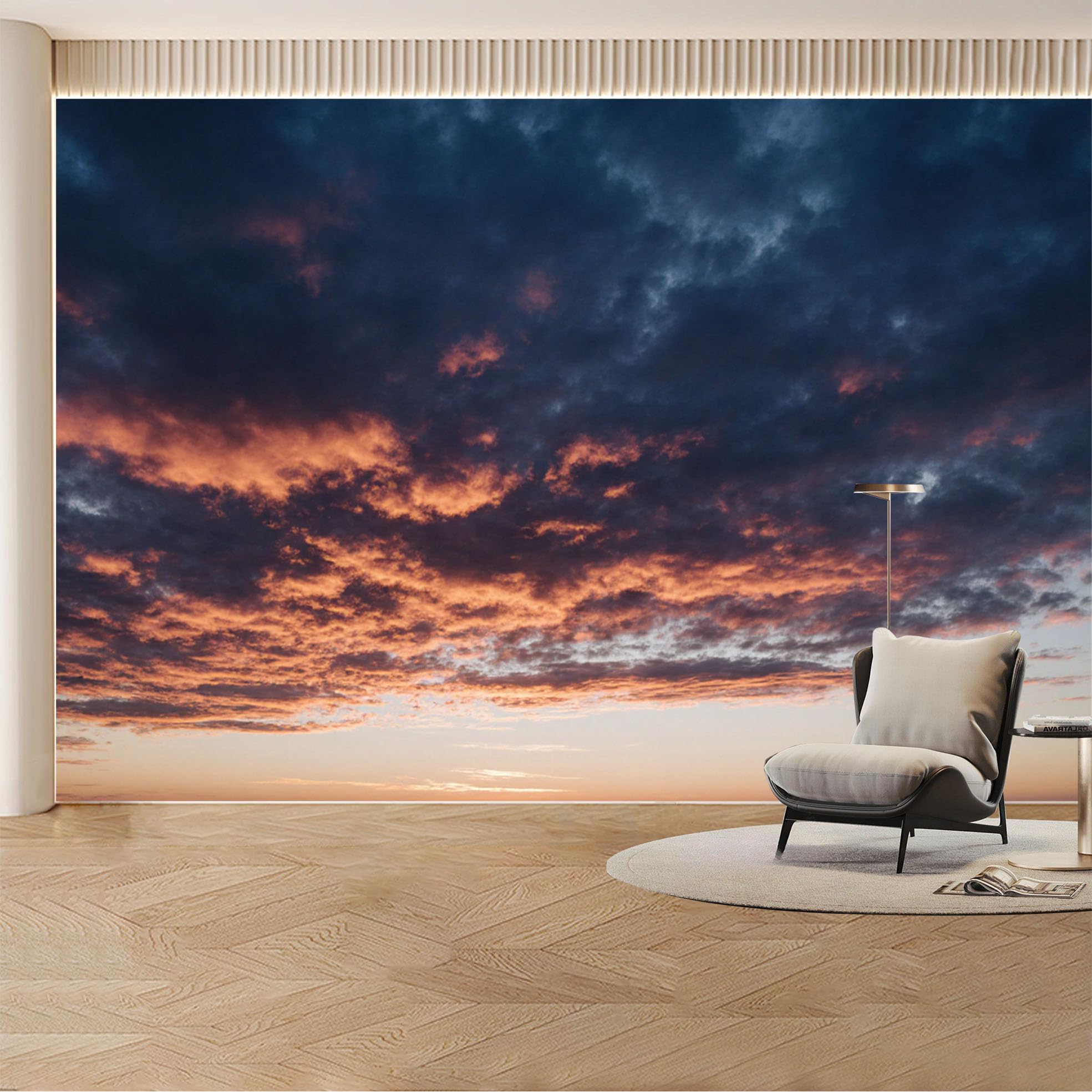 Custom Wall Mural Wallpaper Sunset Clouds Landscape Nature Modern Wall Decor Large Wall Art Mural Design Misty Luxury Removable SelfAdhesive Large Photo for Living Room， Bedroom， Office