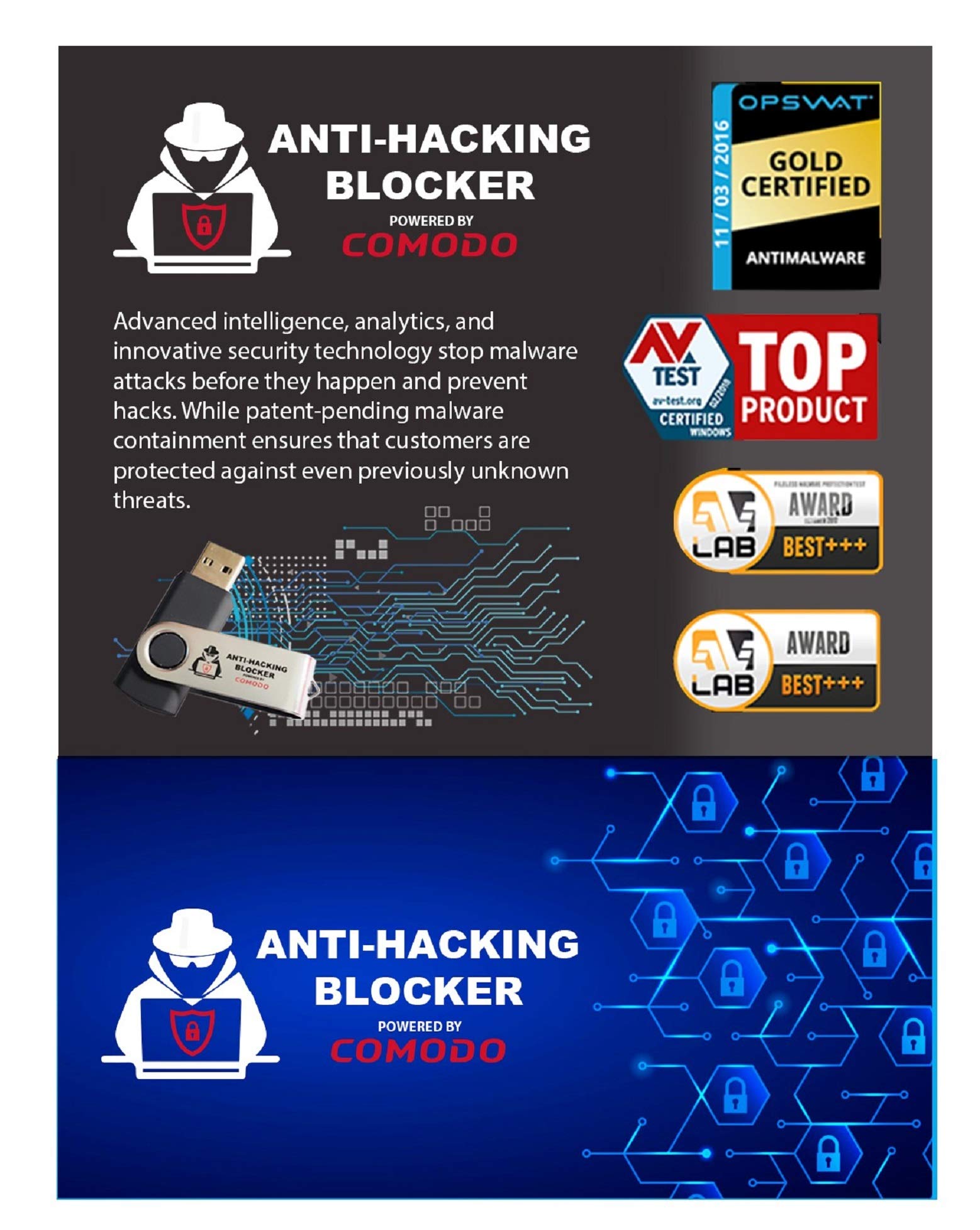 Anti-Hacking Blocker Software By COMODO - Premium Internet Security Anti Virus Software and Firewall Protection - Protects Up to 3 PC's - 1 Year PrePaid Subscription
