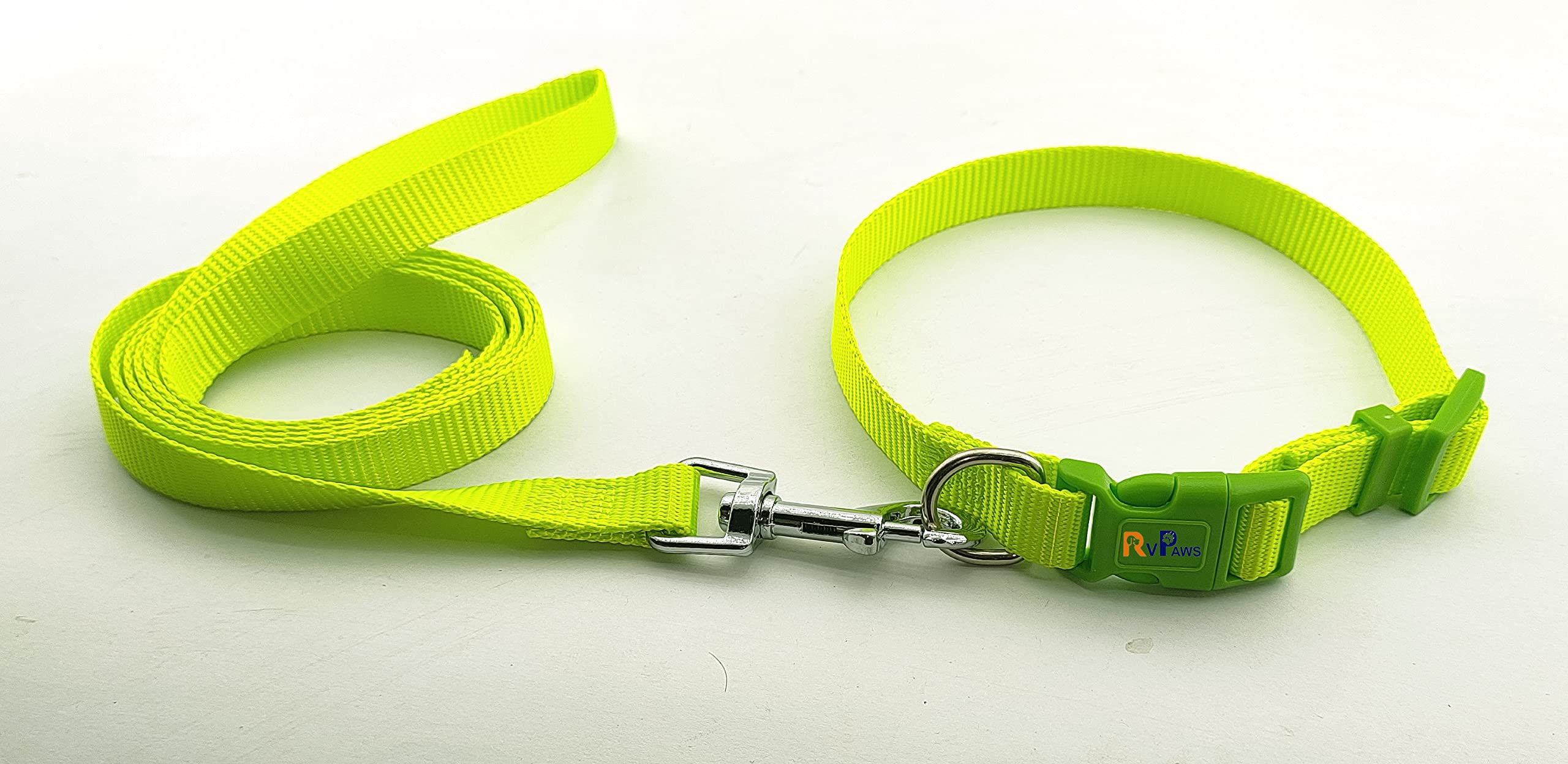 RvPaws Plain Strip Pattern 15MM Nylon Collar Leash Set with Adjustable Quick Release Buckle Safety Neck Belt Ideal for Small Medium Dogs Walking, Running and Training (Green) (B0CKYSC9GJ) Amazon Price History, Amazon Price Tracker