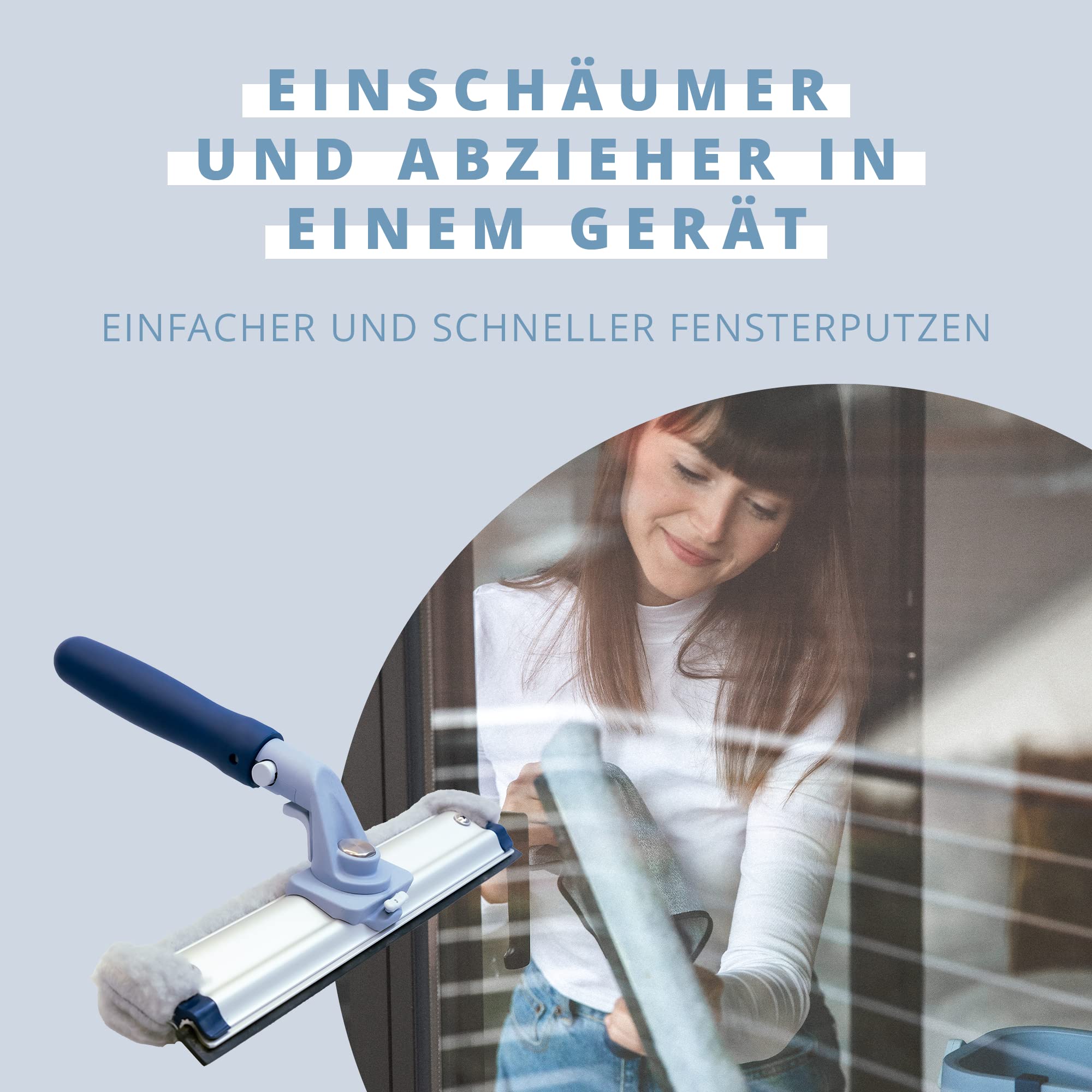 Ha-Ra Fensterwischer ERA 32 cm I All-In-One Abzieher & Einschäumer I Aluminium-Schiene I 30 m² Fensterfläche am Stück reinigen mit der Viva-Faser I hochwertiger Fensterreiniger