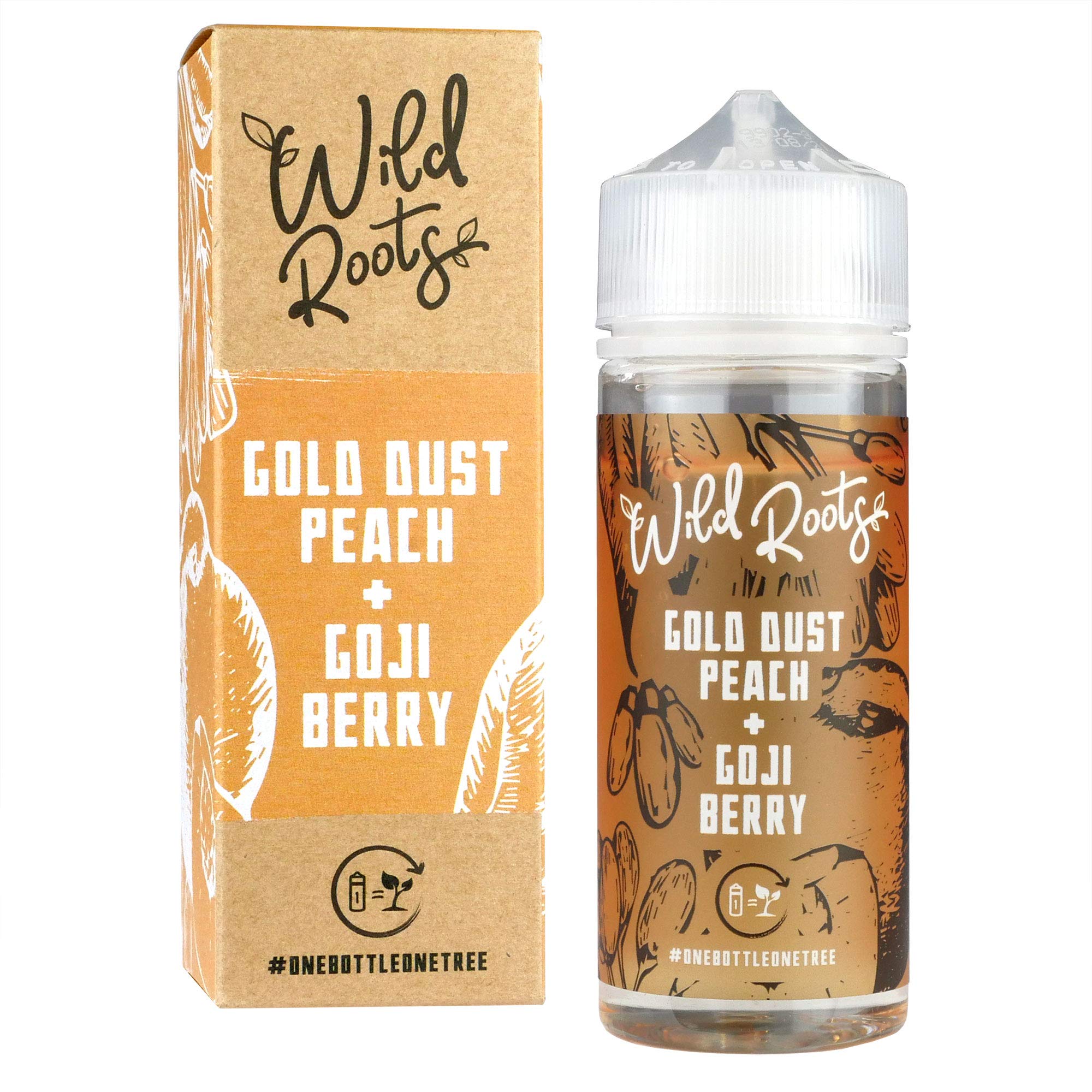 WILD ROOTS 100ml Vape Juice | 70/30 Short Fill | Vape E Liquid for All E  Cigarettes | Premium Flavours | Gold Dust Peach + Goji Berry