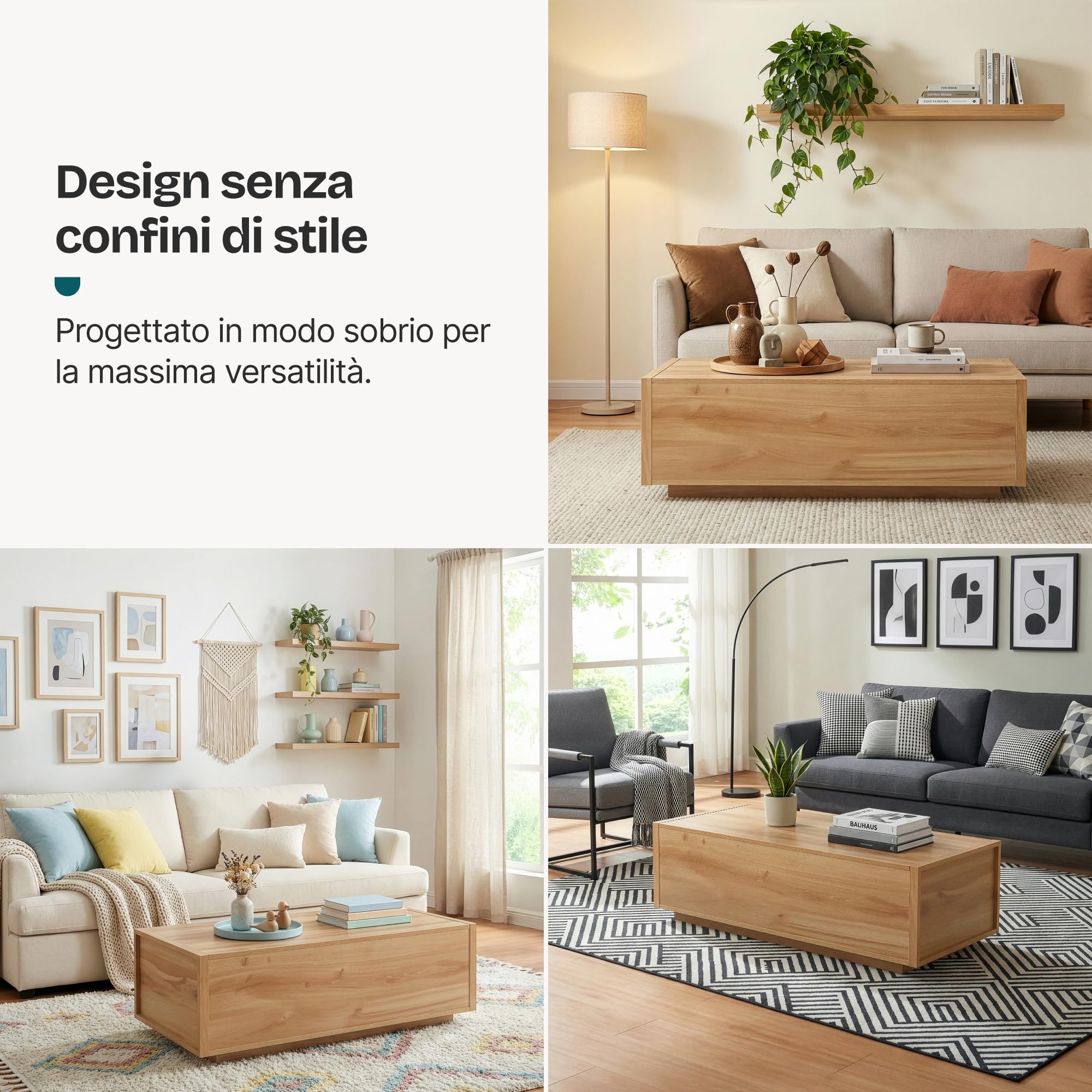 [en.casa] Tavolino da Salotto con 2 Cassetti Laterali Tavolo Basso Centrale da Caffè con Piano Rettangolare per Soggiorno Zona Living Studio 104 x 50 x 40 cm - Effetto Rovere