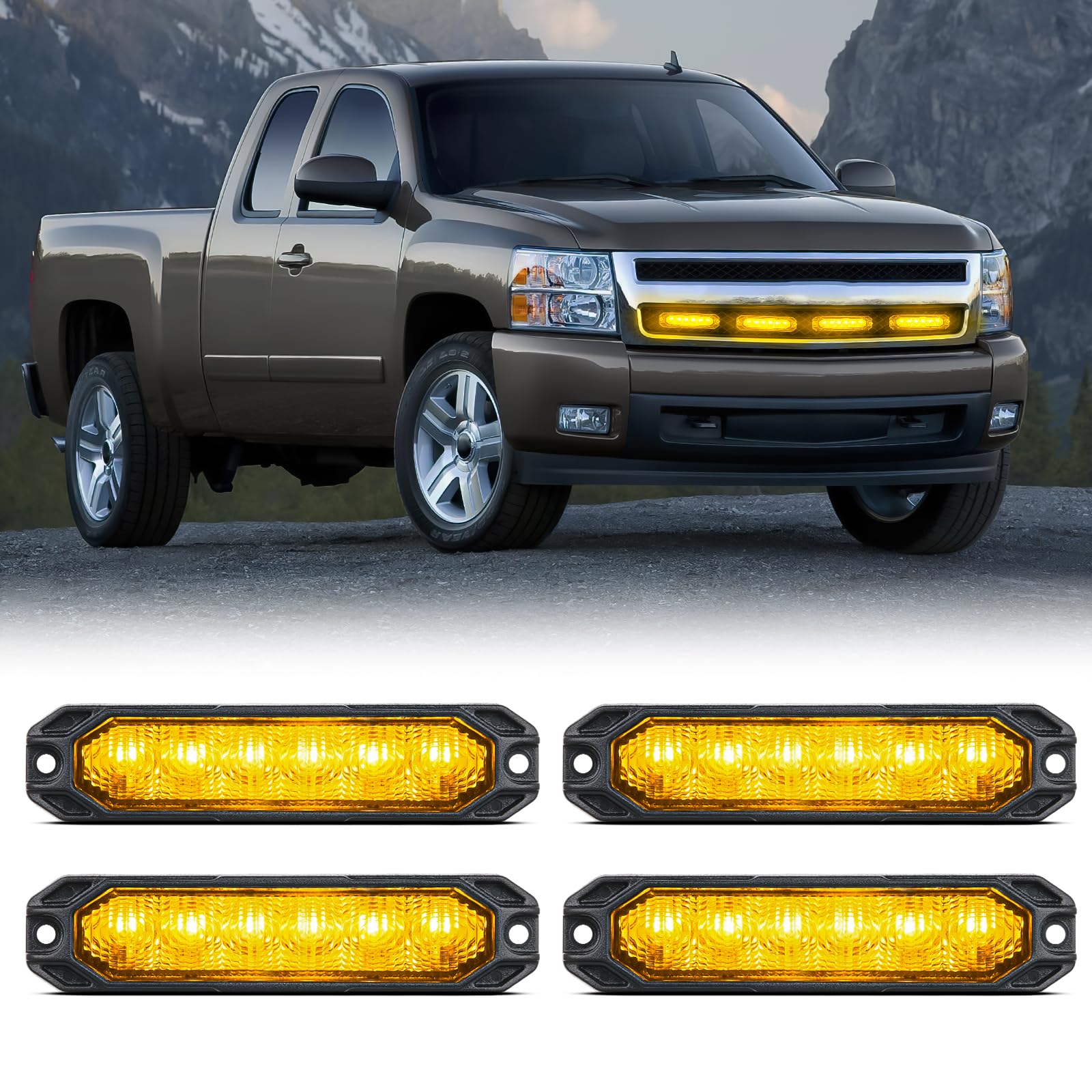 Nilight 6LED Amber Emergency Strobe Lights Sync Feature Surface Mount