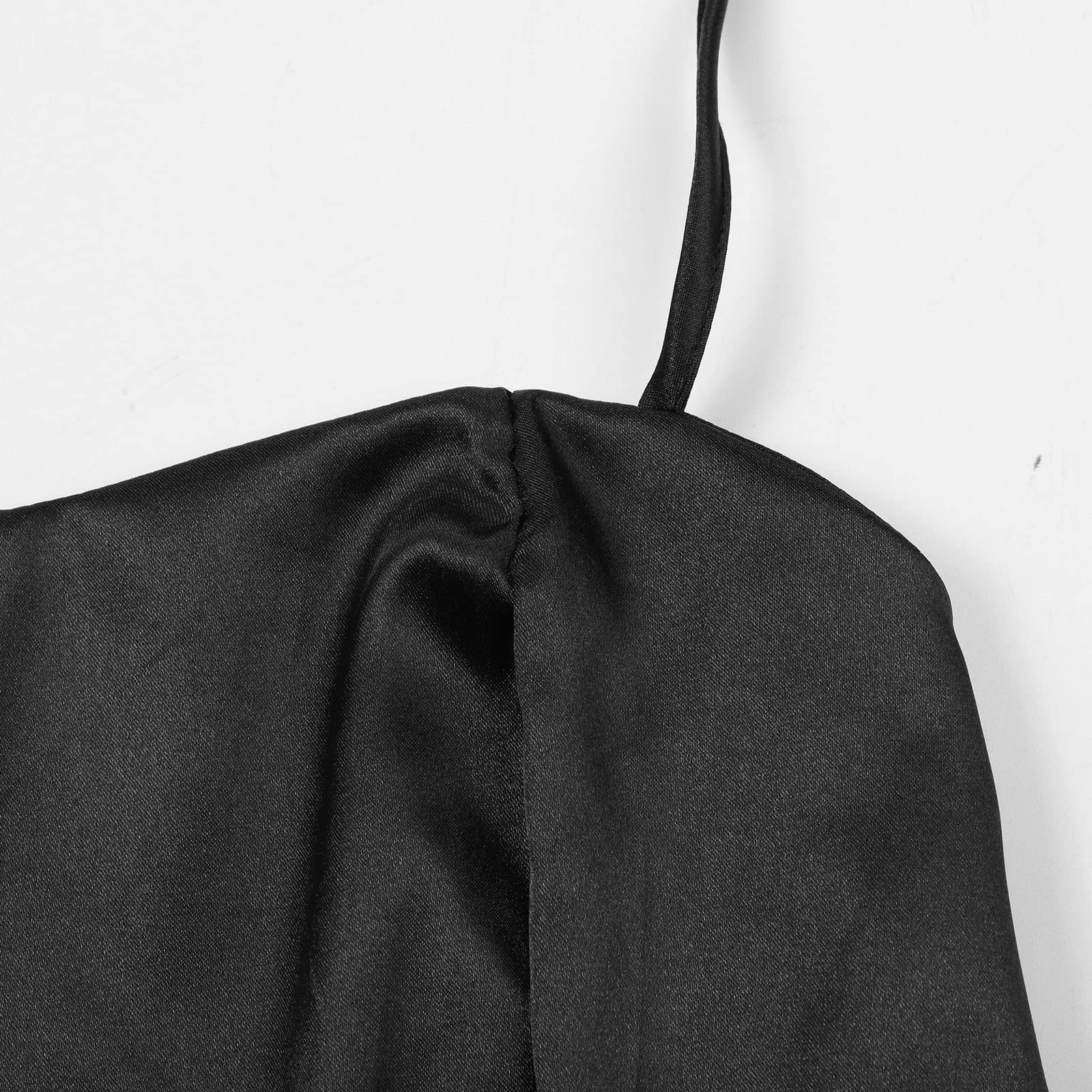 Generisch Vestido de fiesta largo para mujer, elegante, sin espalda, largo, de satén, espagueti, para fiesta, con abertura lateral, para boda, fiesta de noche, con bolsillos