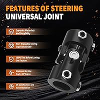 Vista 3 de 1" DD x 1" DD Junta Universal de Dirección Negra, Junta en U Única de Eje, Longitud Total: 83mm (3-1/4")