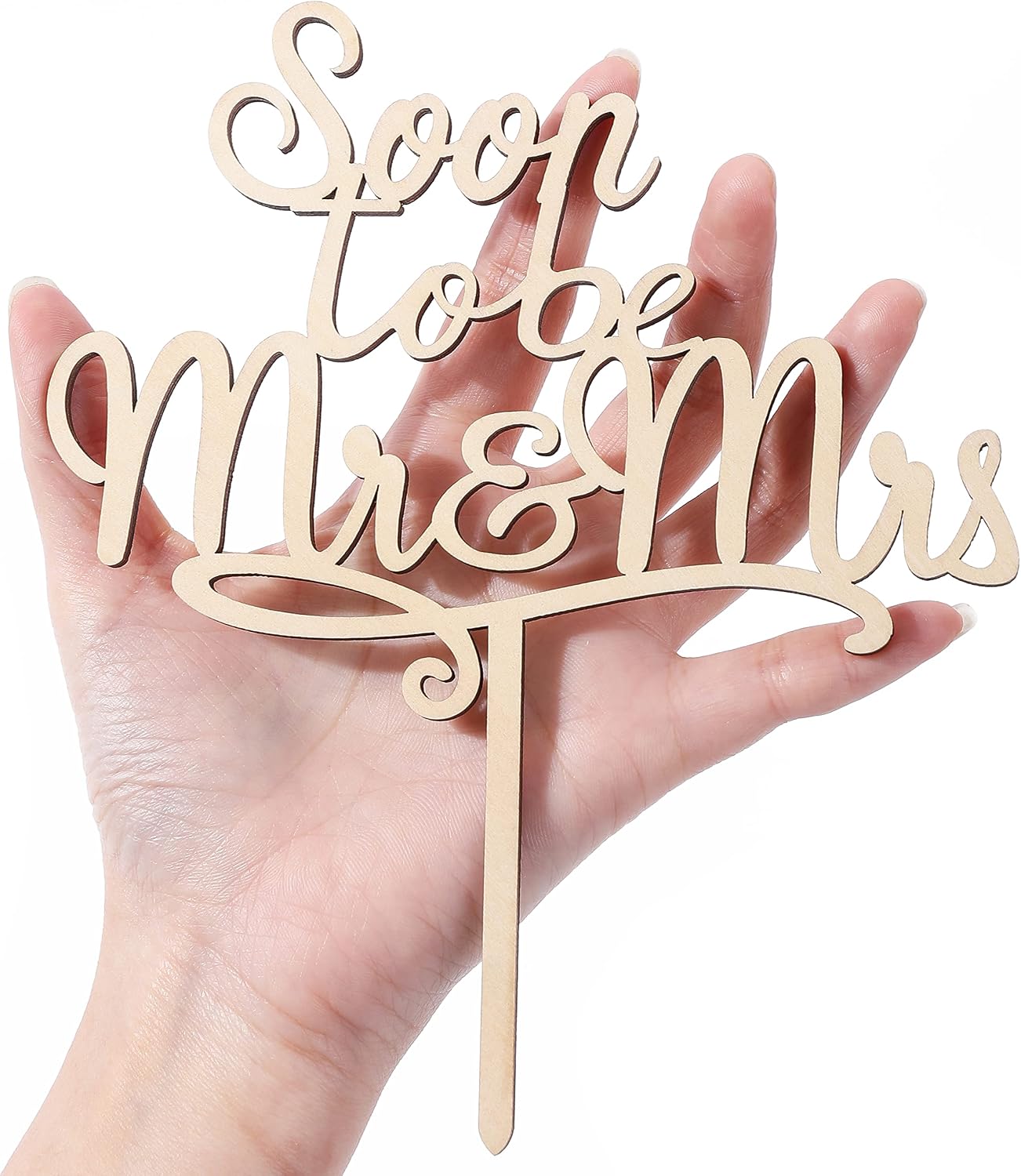 LOVENJOY Gift Boxed Soon To Be Mr and Mrs Engagement Cake Topper Rustic Wood