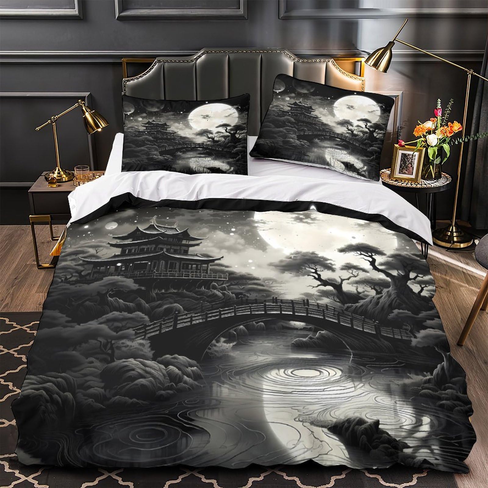 Parure de lit pluie d'argent 220x240 en microfibre housse de couette
