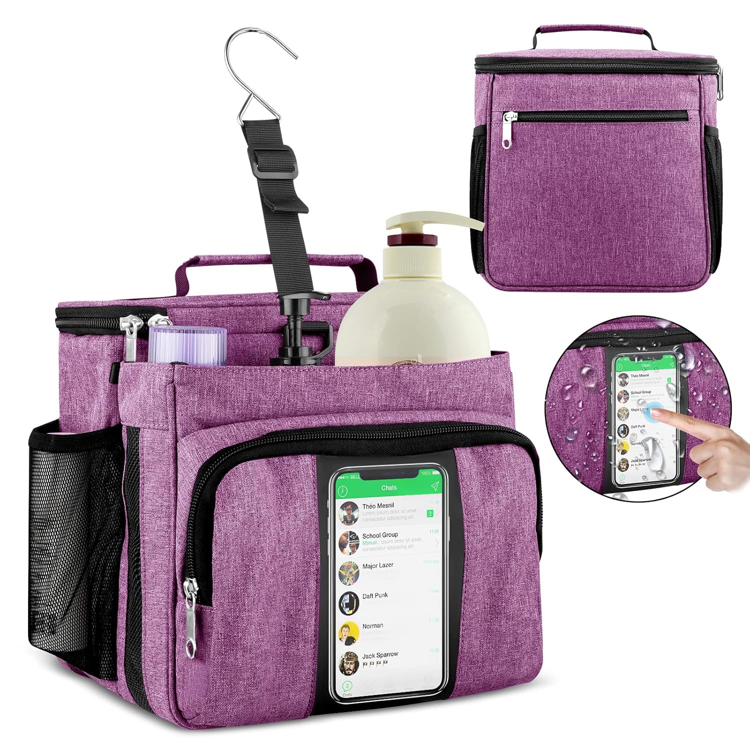 Bukere Portable Shower Caddy College Dorm Room Essential Shower Caddy Tote Bag for Student Girl Women Separate Compartment