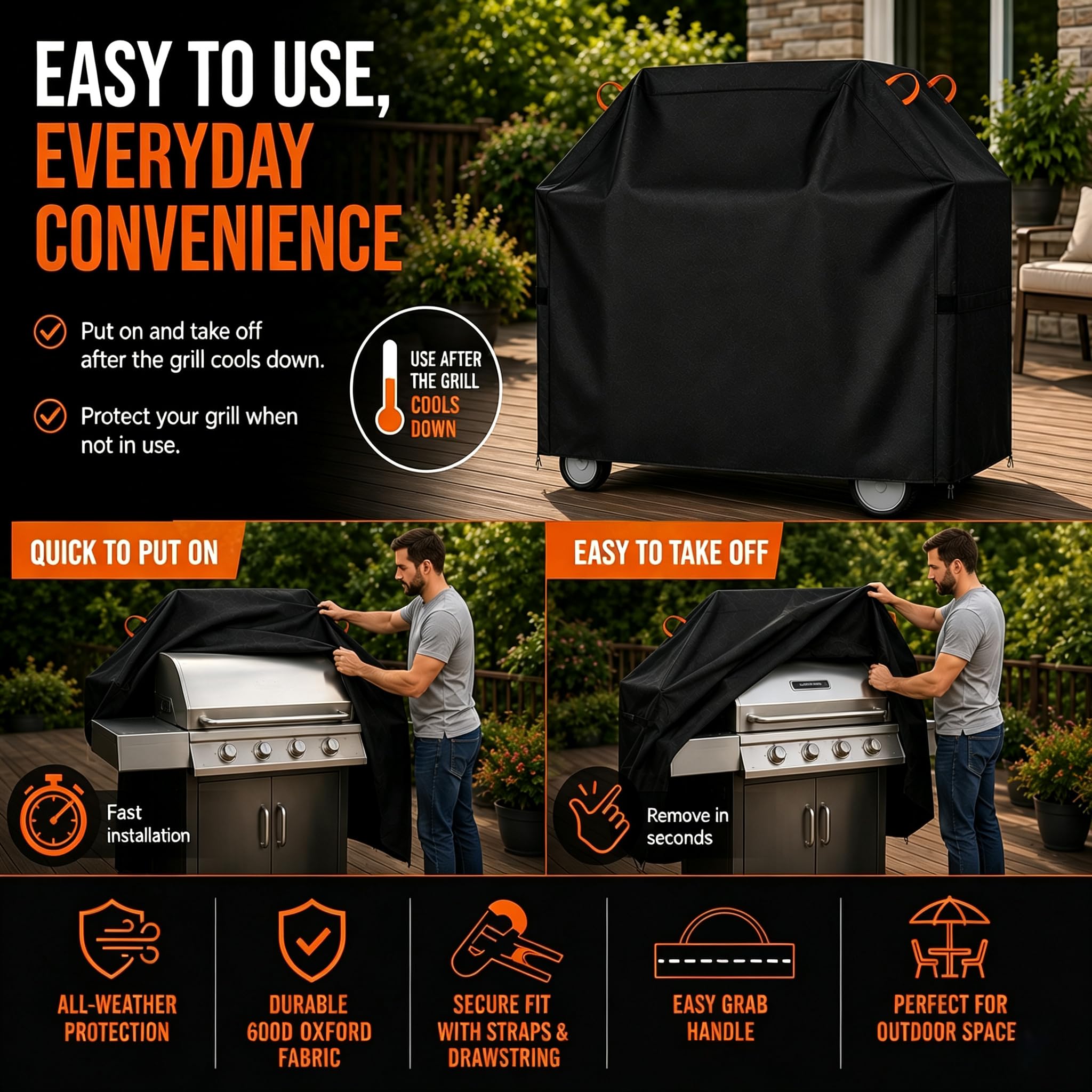 Housse de Barbecue pour SOMAGIC Brasero de Cuisson / 300907 2024–Present*, Housse de Protection Barbecue en Tissu Oxford pour Grill d'Extérieur, Protection Tous Temps et Anti-Poussière