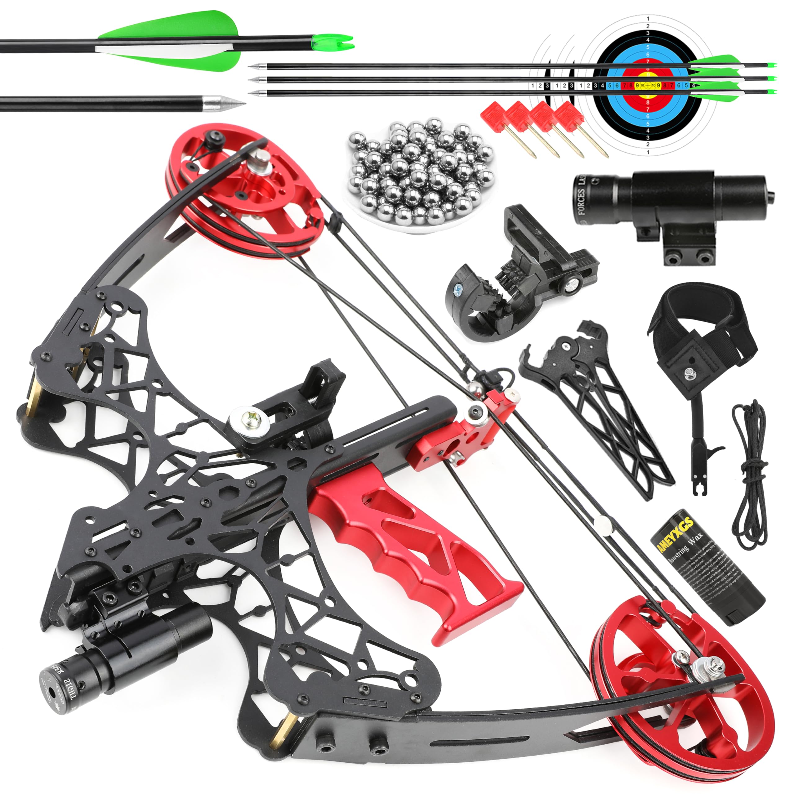 Arc à Poulies AMEYXGS 40-65 Lbs - Ambidextre, Chasse Et Tir, Billes Acier 12-14mm