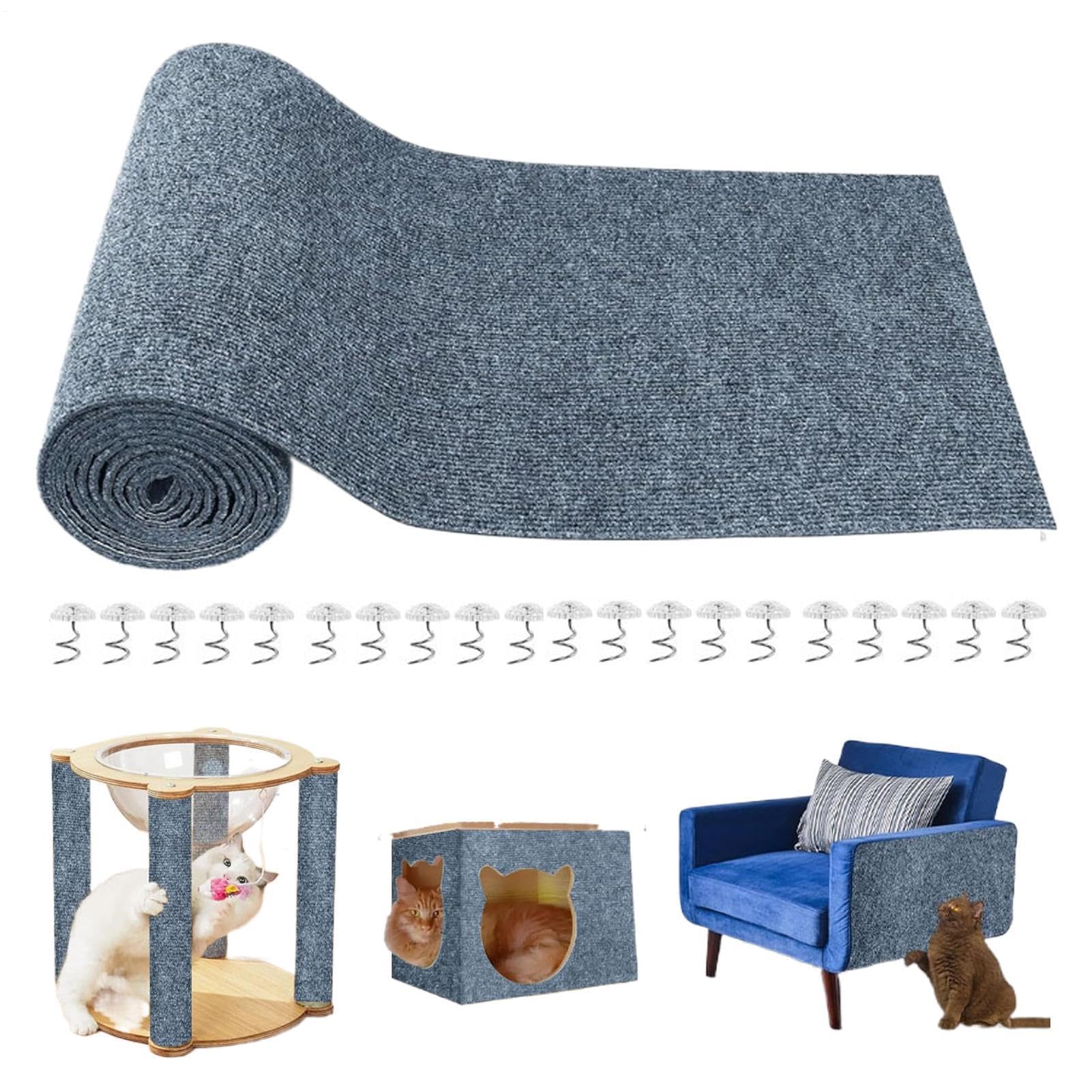 Protector de muebles para gatos | Alfombra adhesiva cortable – 210 x 40 cm, protector de sofá con 20 tornillos – para alivio de la picazón de la piel, juego de actividad, sofá, pared, sala de estar
