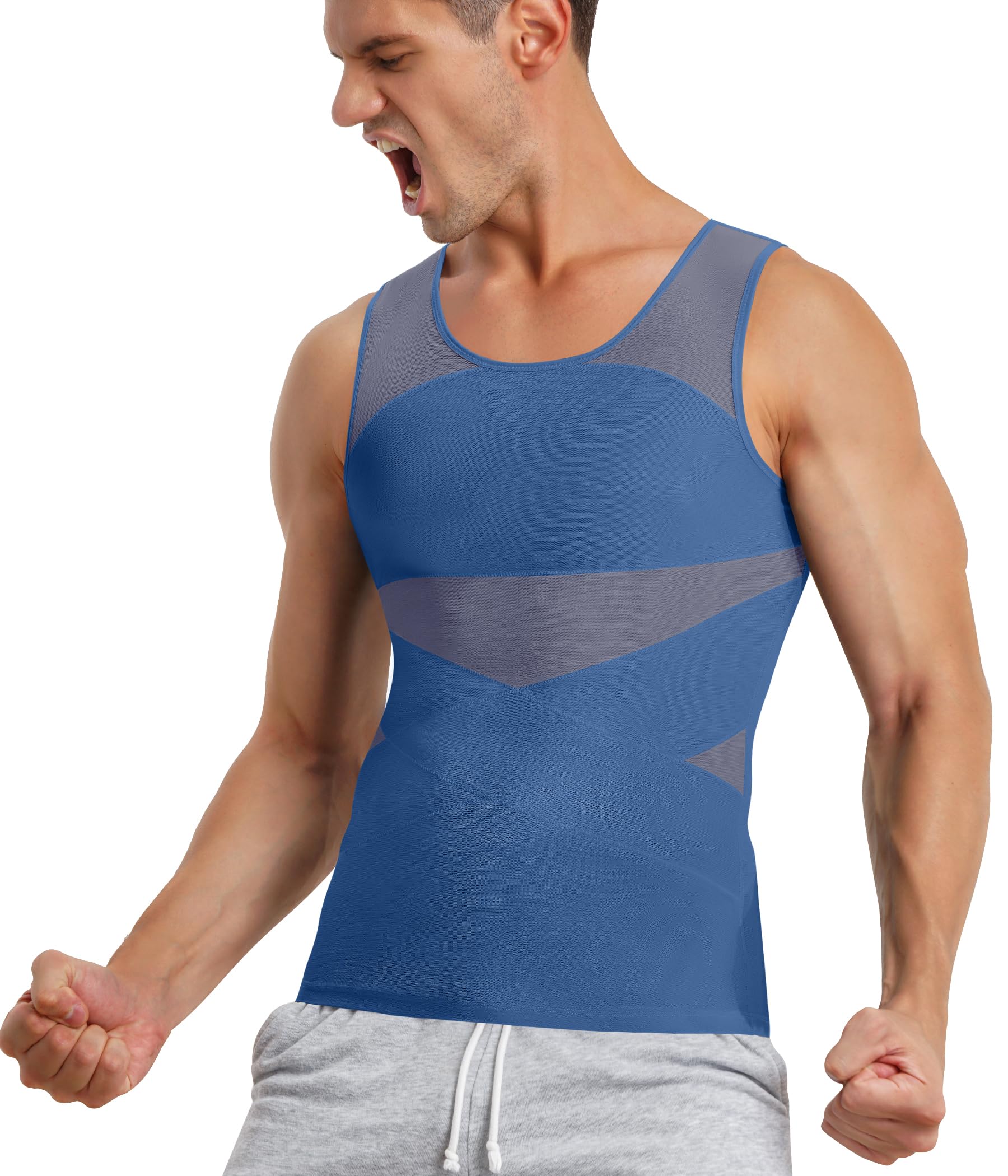 TAILONG Men's Compression Shirt for Body Shaper Slimming Vest Tight Tummy Underwear Tank Top