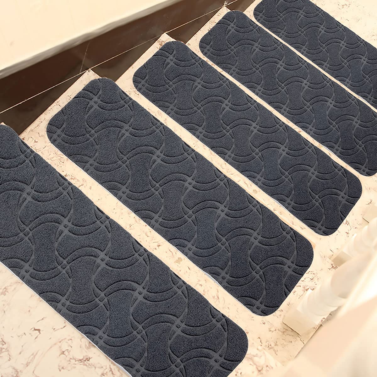 Stair Treads,Non-Slip Carpet Stair Treads,Pet Dog Stair Treads Pads,Stair Rugs Mats Rubber Backing,Non-Slip Stairway Carpet Rugs (Set of 15 Treads- 30x8 inches, Gray)