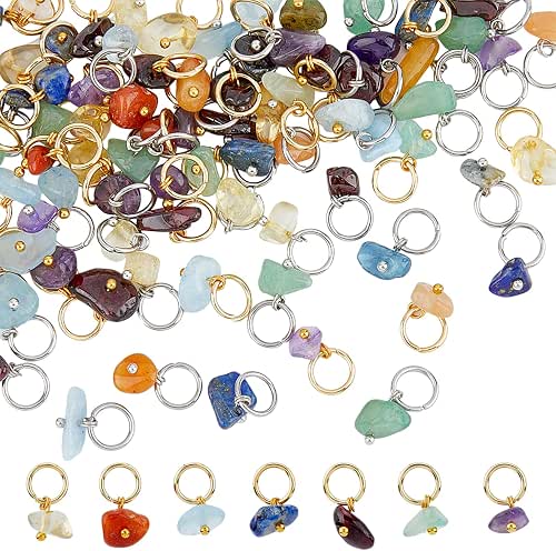 SUPERFINDINGS 84Pcs Natural Mixed Pendants Nuggets Gemstone Charms Crystal Stone