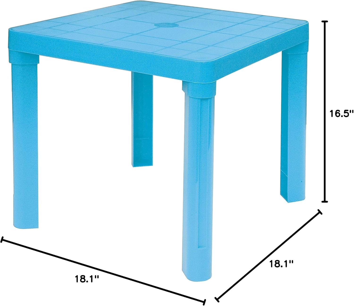 Baby Lulu Children's Light Poly Play Table - 18.1" x 18.1" Easy to Store - Made in Italy - Blue