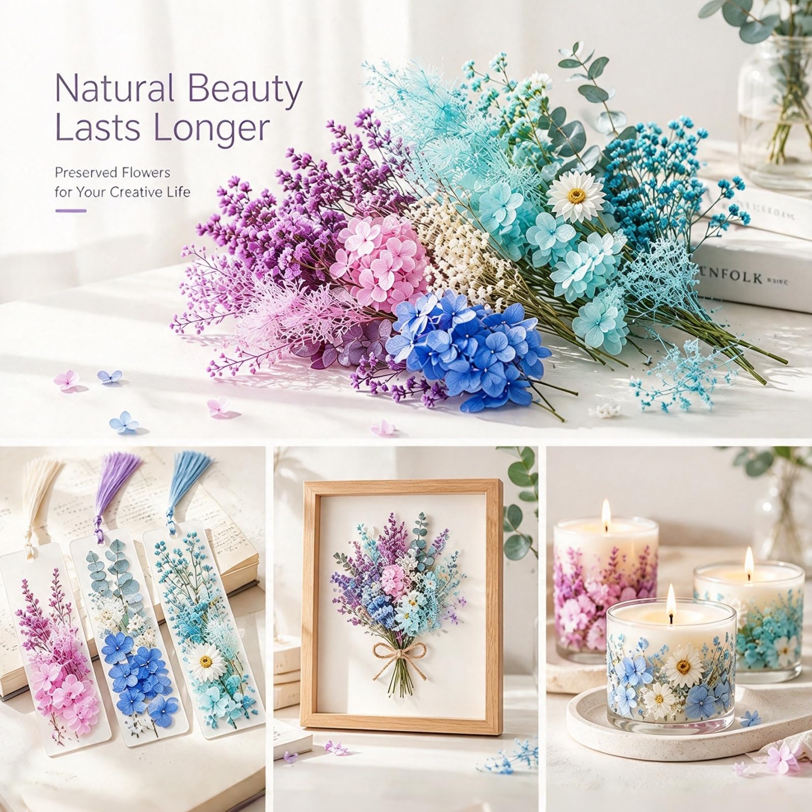 Gfamous Getrocknete Blumen Echt – 2 Kisten Trockenblumen Set Natur