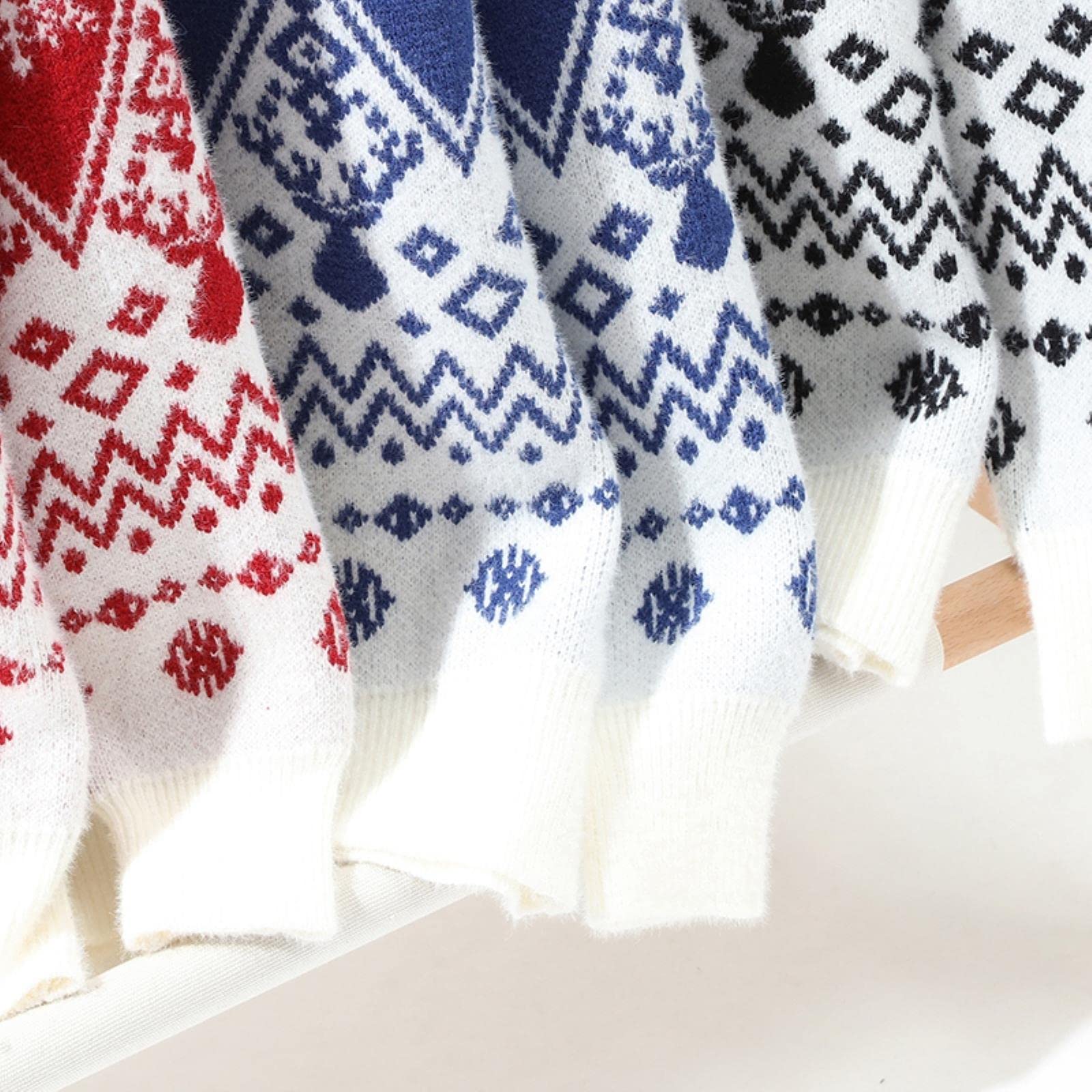 Suéter de Invierno para Hombre, suéter de Navidad de Año Nuevo, suéter de Punto de Lana de Cuello Redondo Suelto de Reno, suéter cálido para Hombre, suéteres para Parejas