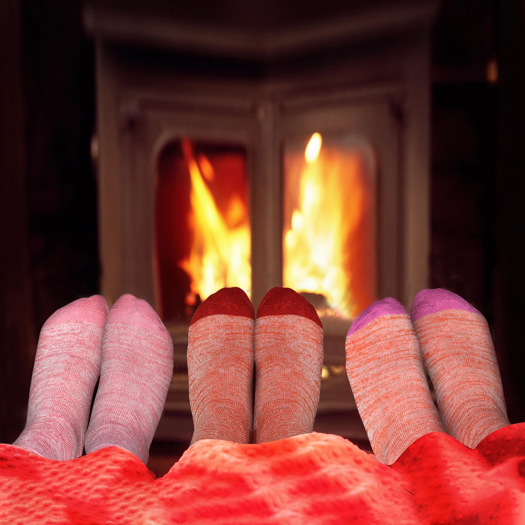 ZERULETS Calcetines gruesos para niños y niñas, calcetines cálidos de invierno para senderismo, calcetines cálidos para niños pequeños, calcetines térmicos para cabina, 6 pares para 3 a 14 años