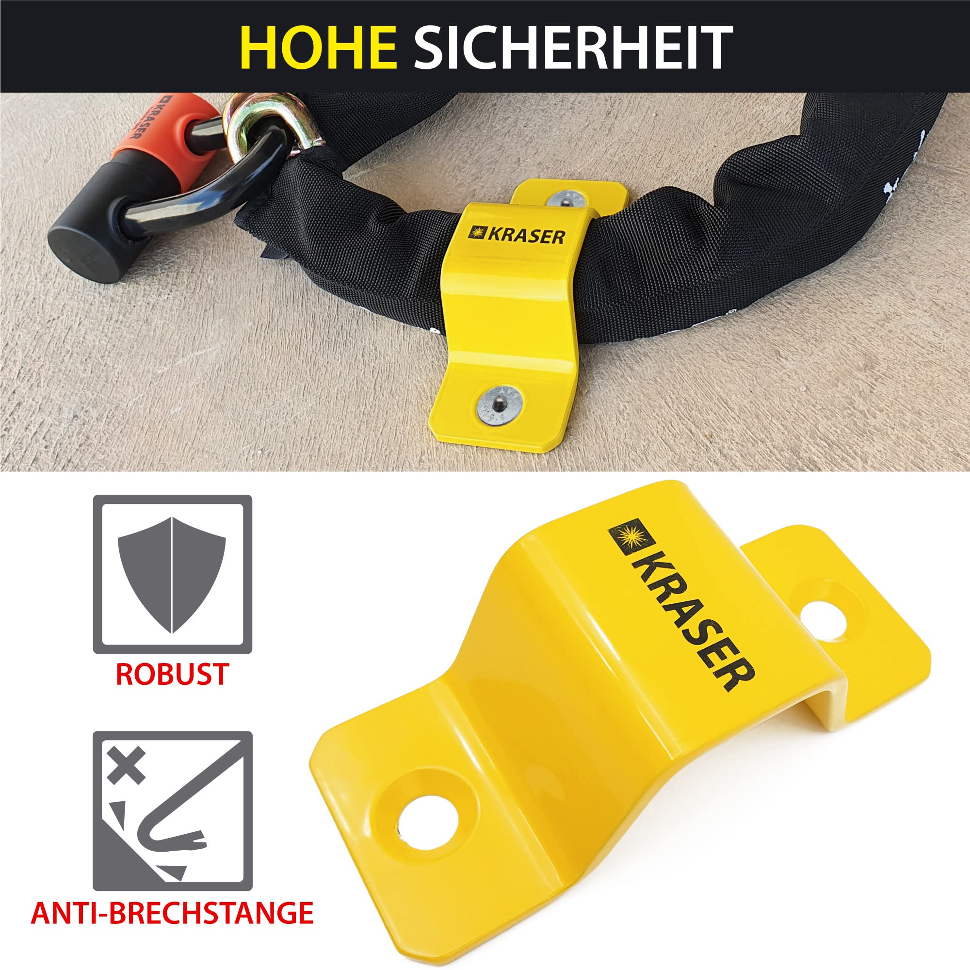 Bodenanker Aus Stahl Für Ketten - Sicherungsanker Für Fahrräder, Motorräder & Anhänger, Inkl. Montagezubehör