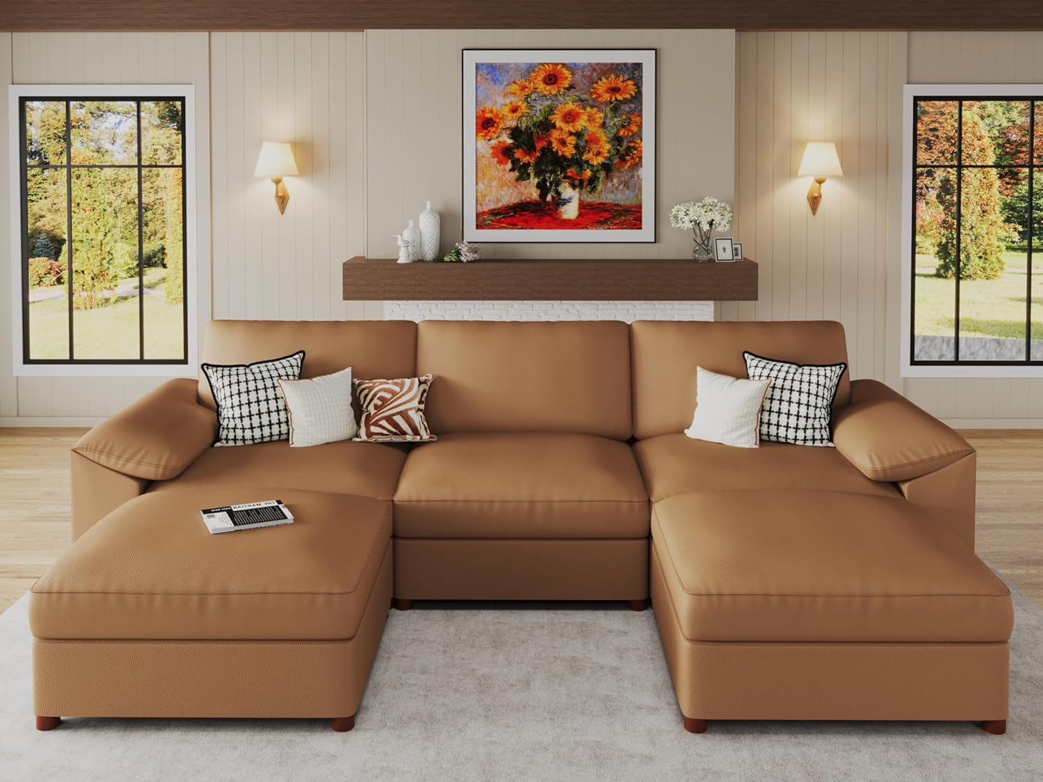EASE MOOSE Oversized Modular Sectional Sofa,Leather