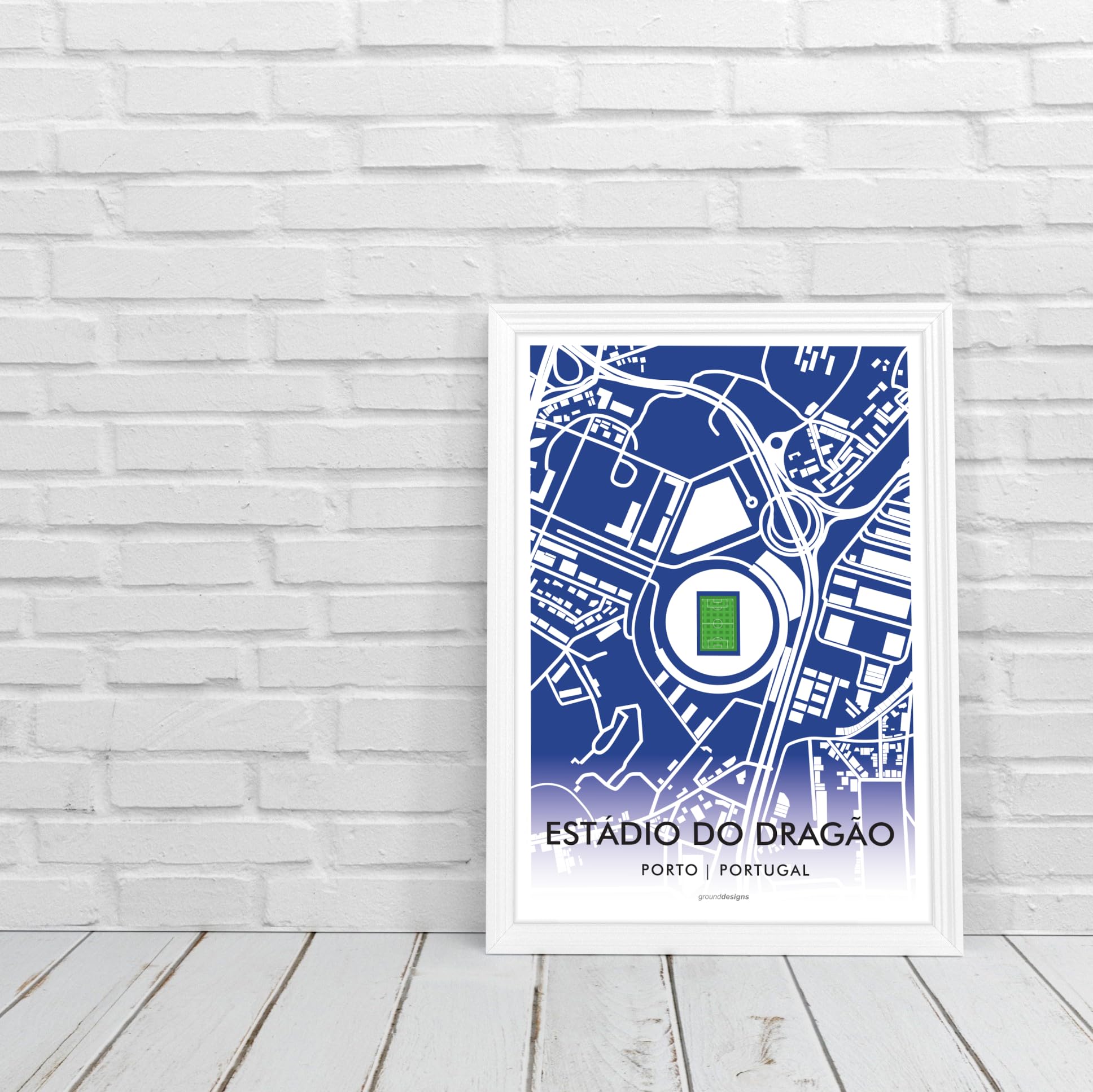 GroundDesigns FC Porto Fußball-Geschenk, Estádio Do DragÃo, Stadionkunst, ungerahmt, A3, Druck Karte Portugal