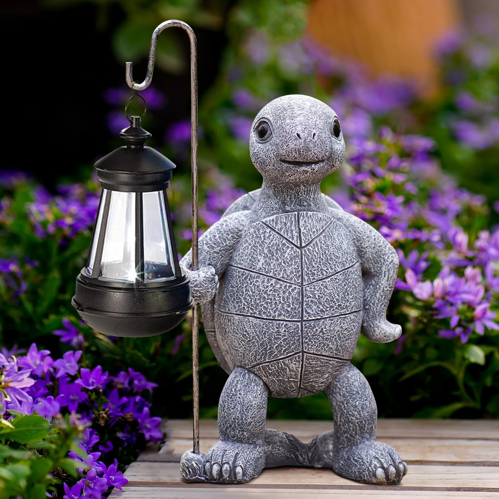 Garden Turtle Statue with Solar Lantern - Outdoor Garden Decor for Outside Yard Patio Balcony Lawn Decor - Unique Gardening Gifts for Mom Grandma